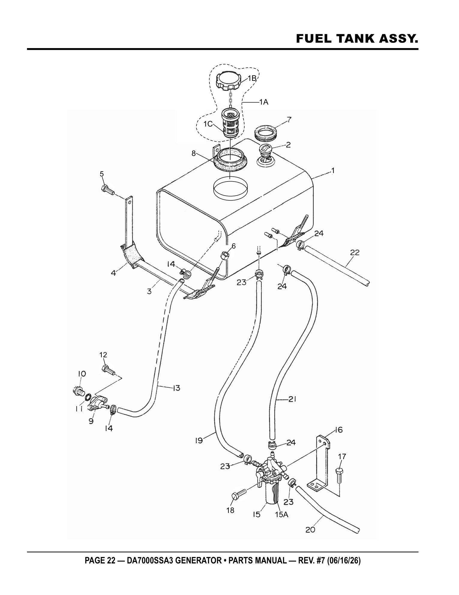 Multiquip DA7000SSA3 Generator FUEL TANK ASSY. parts diagram