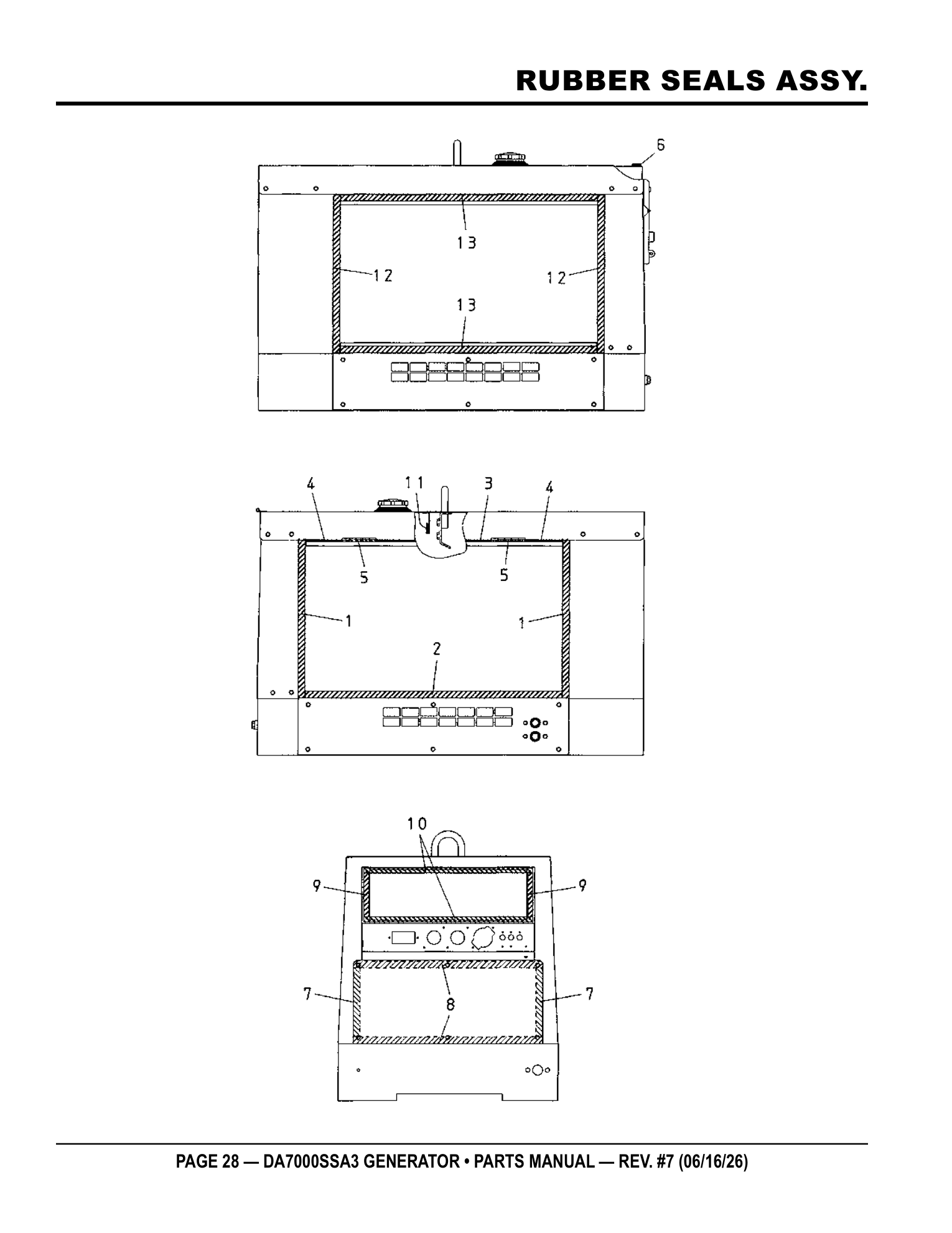 Multiquip DA7000SSA3 Generator RUBBER SEALS ASSY. parts diagram