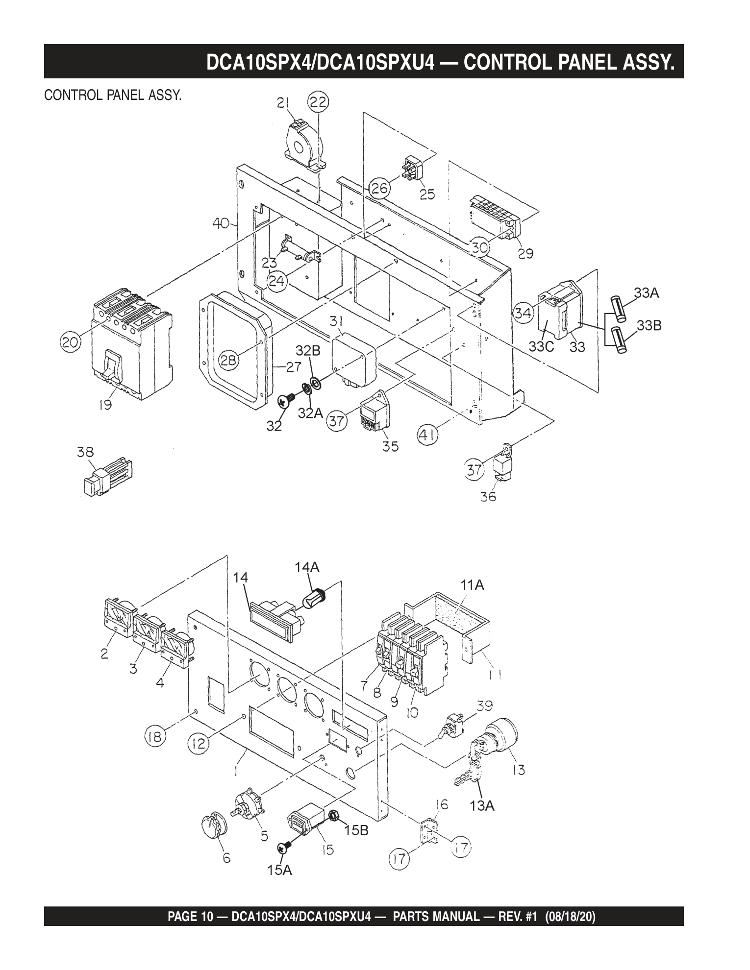Multiquip DCA10SPXU4 Generator DCA10SPX4/DCA10SPXU4 - CONTROL PANEL ASSY. parts diagram