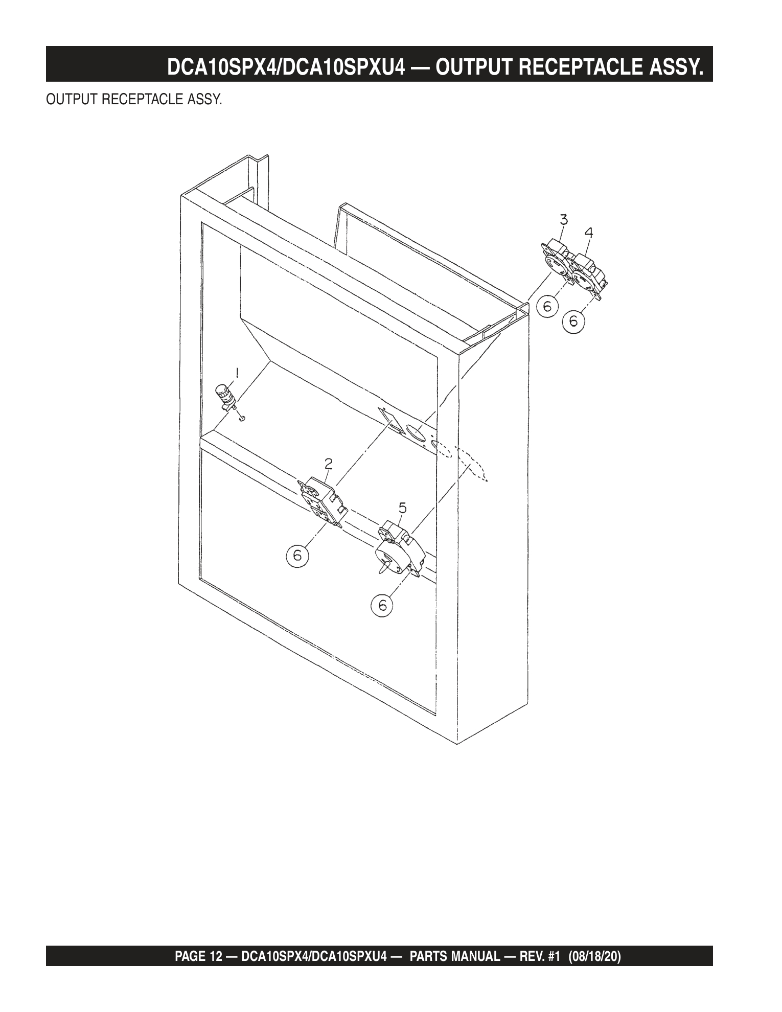 Multiquip DCA10SPXU4 Generator DCA10SPX4/DCA10SPXU4 - OUTPUT RECEPTACLE ASSY. parts diagram