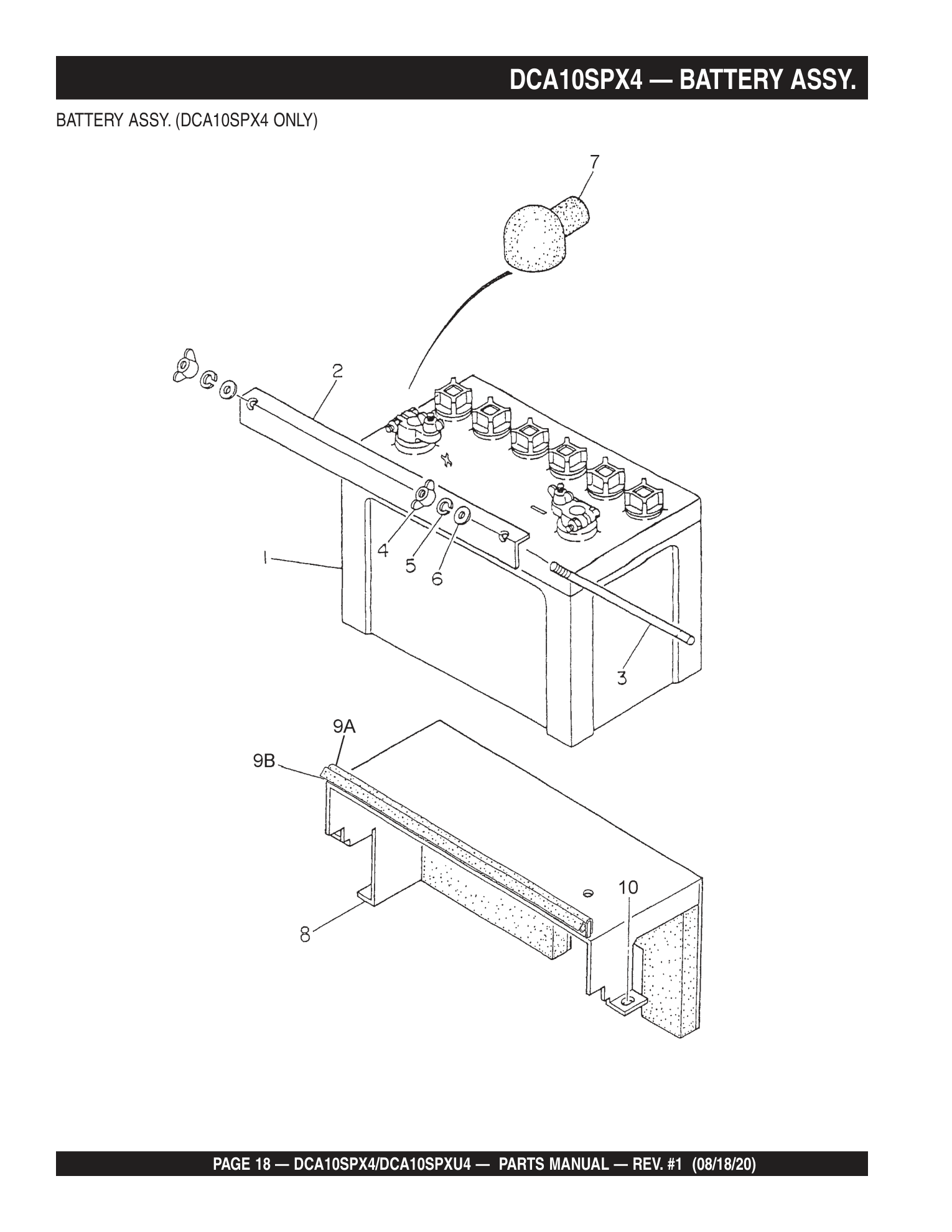 Multiquip DCA10SPXU4 Generator DCA10SPX4 - BATTERY ASSY. parts diagram