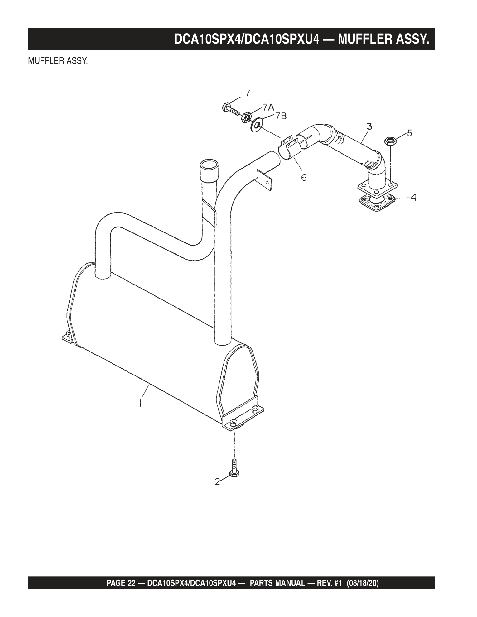 Multiquip DCA10SPXU4 Generator DCA10SPX4/DCA10SPXU4 - MUFFLER ASSY. parts diagram