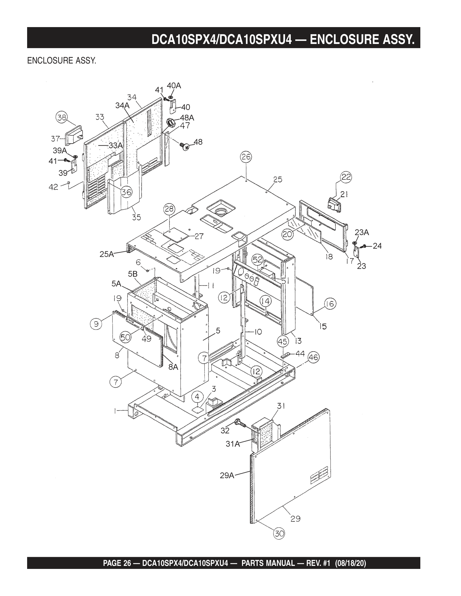 Multiquip DCA10SPXU4 Generator DCA10SPX4/DCA10SPXU4 - ENCLOSURE ASSY. parts diagram