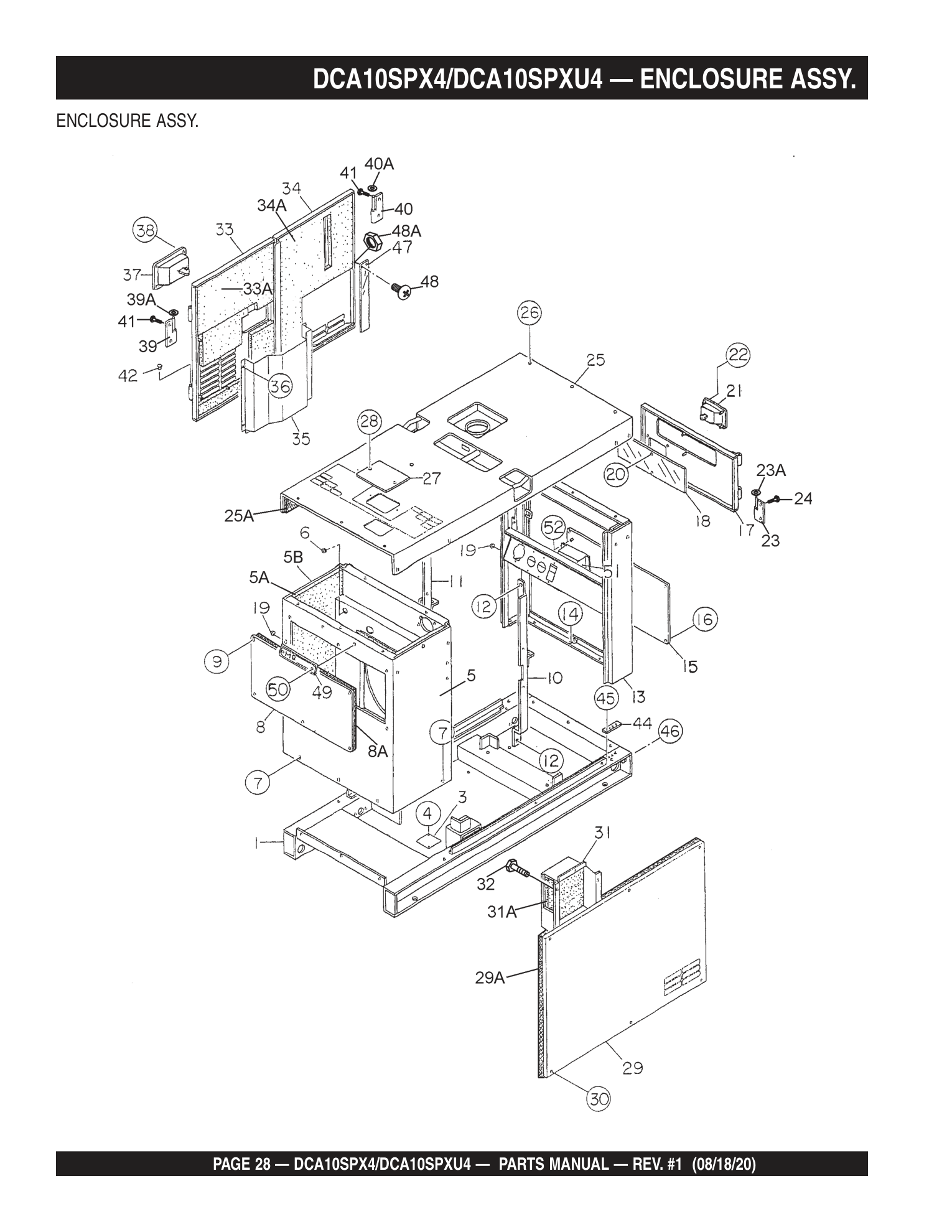 Multiquip DCA10SPXU4 Generator DCA10SPX4/DCA10SPXU4 - ENCLOSURE ASSY. parts diagram