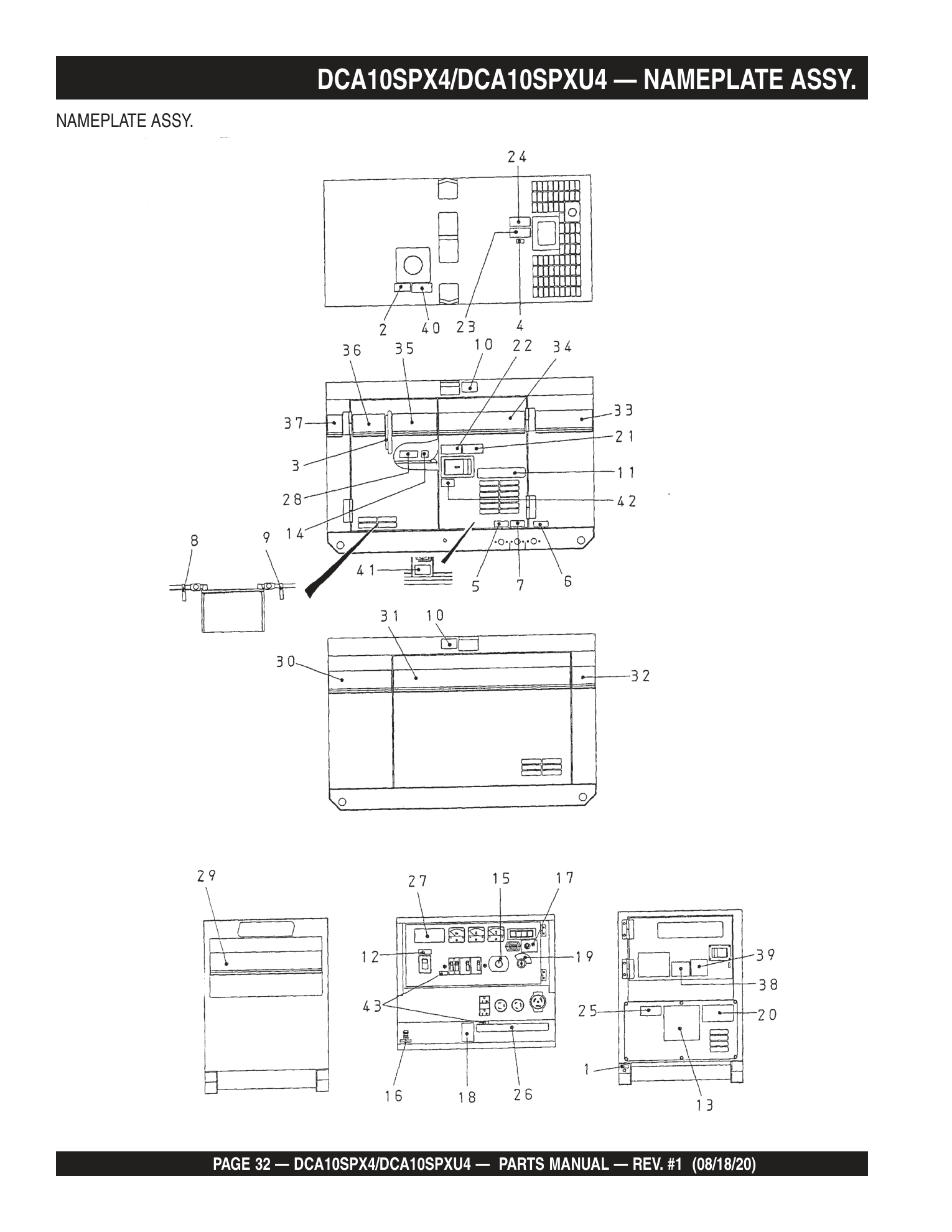 Multiquip DCA10SPXU4 Generator DCA10SPX4/DCA10SPXU4 - NAMEPLATE ASSY. parts diagram