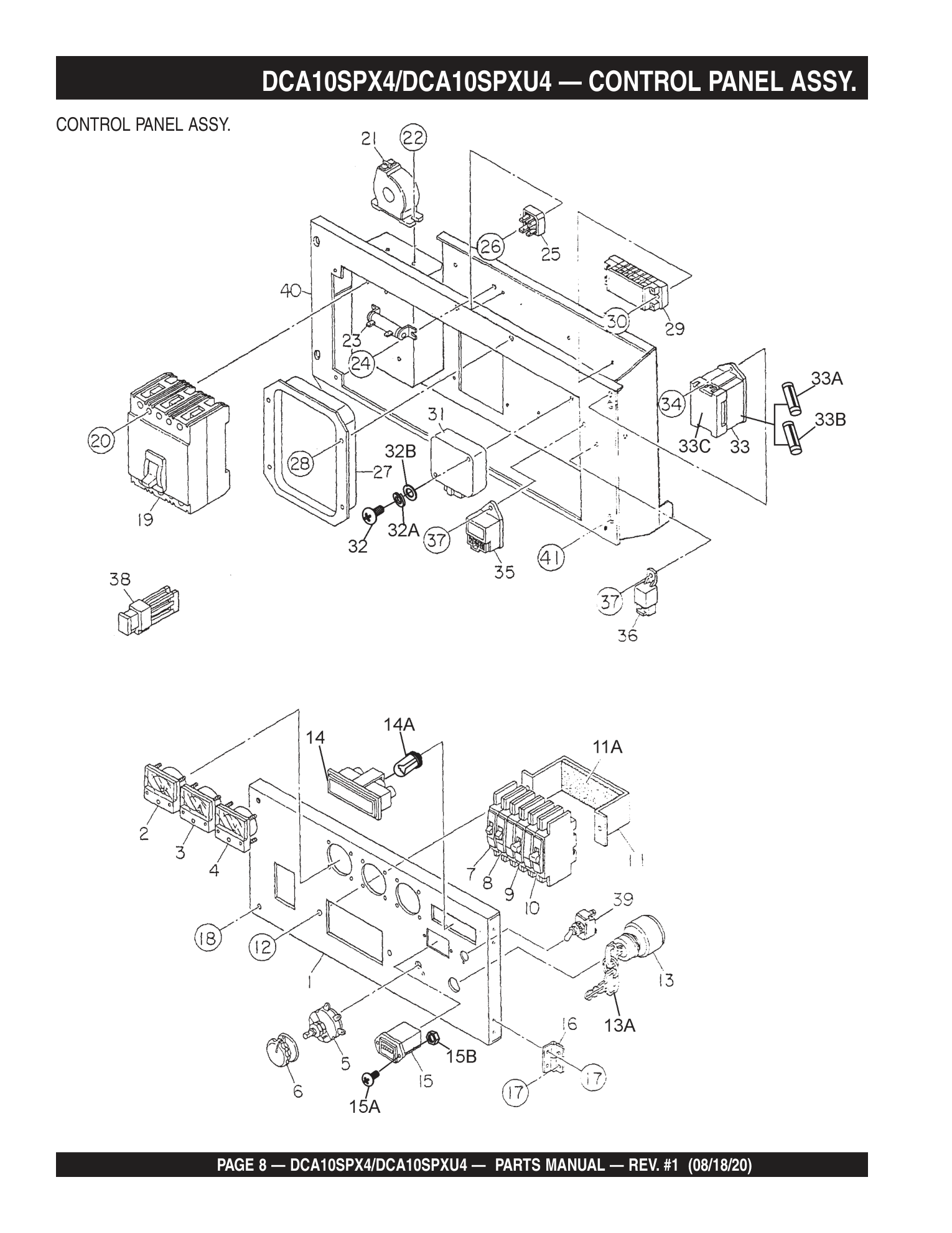 Multiquip DCA10SPXU4 Generator DCA10SPX4/DCA10SPXU4 - CONTROL PANEL ASSY. parts diagram