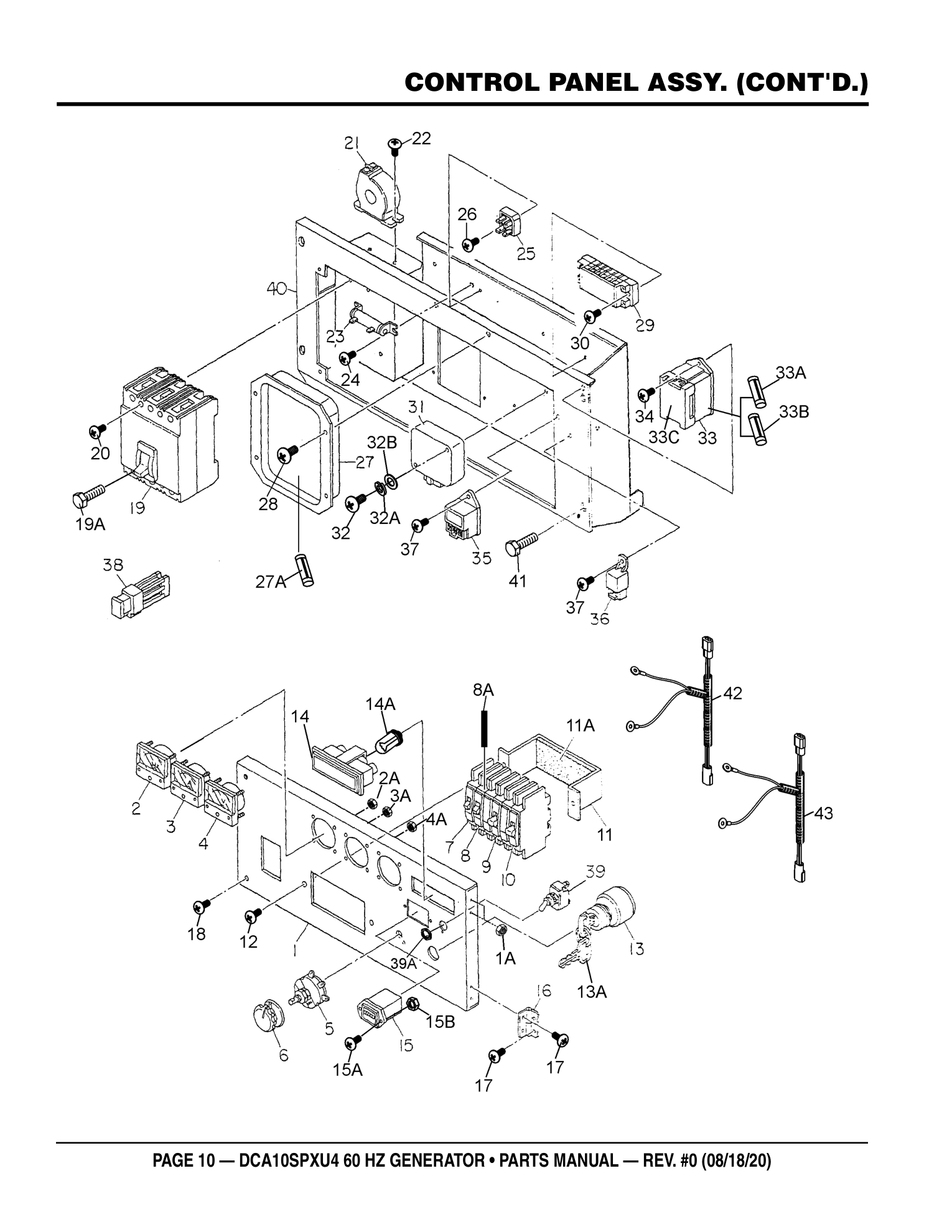 Multiquip DCA10SPXU4 Generator CONTROL PANEL ASSY. (CONT'D.) parts diagram