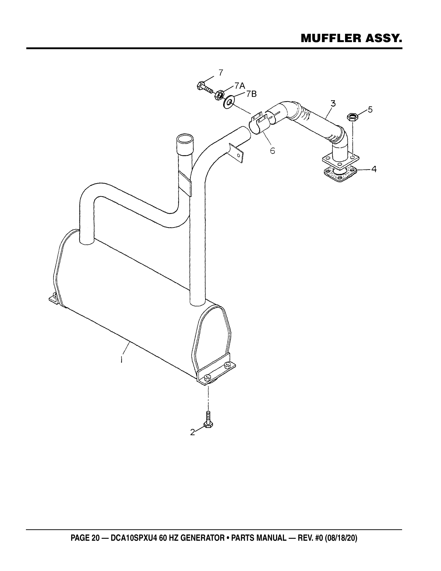 Multiquip DCA10SPXU4 Generator MUFFLER ASSY. parts diagram