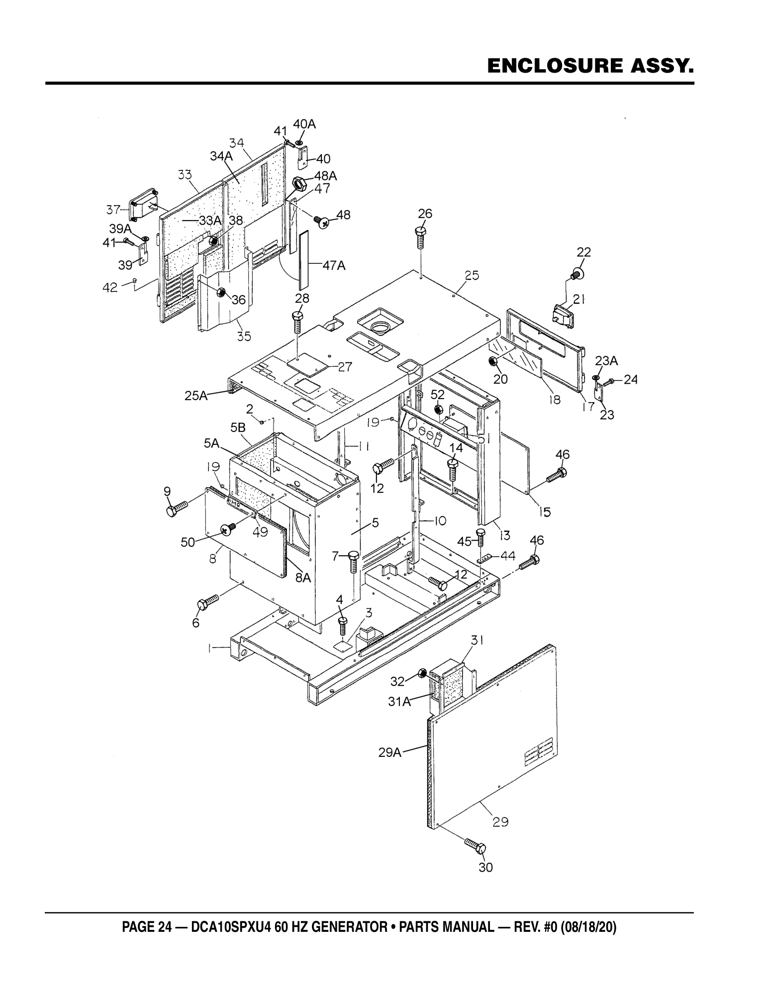 Multiquip DCA10SPXU4 Generator ENCLOSURE ASSY. parts diagram