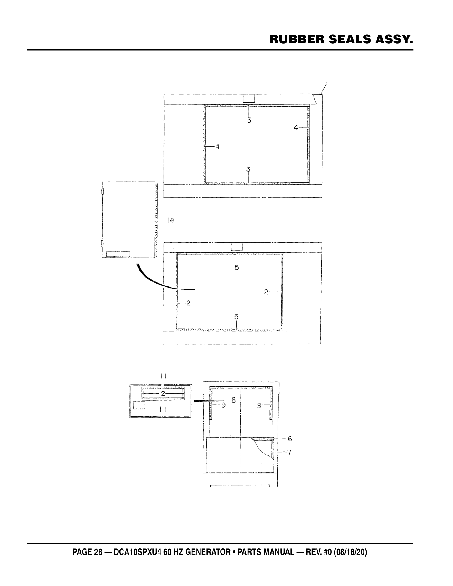 Multiquip DCA10SPXU4 Generator RUBBER SEALS ASSY. parts diagram