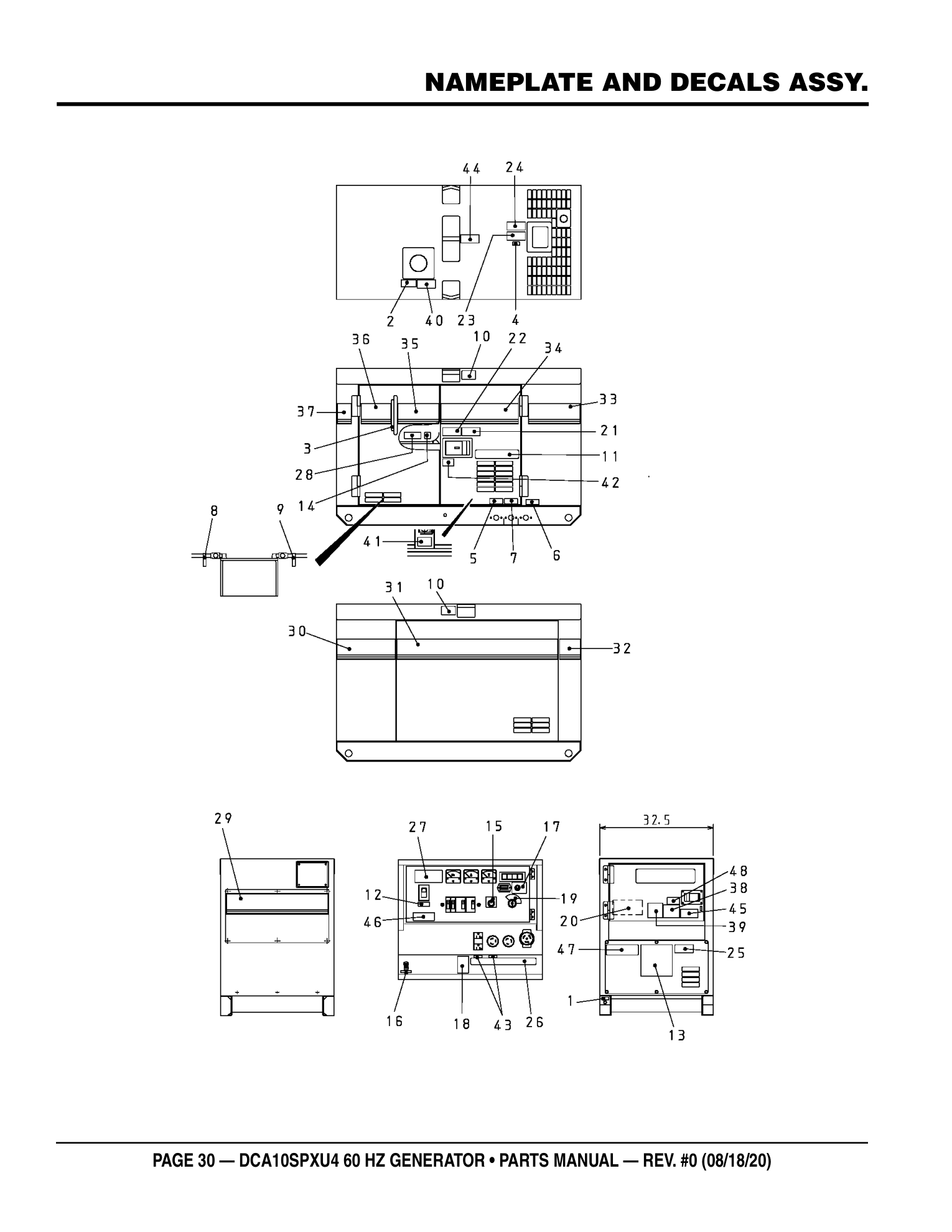 Multiquip DCA10SPXU4 Generator NAMEPLATE AND DECALS ASSY. parts diagram