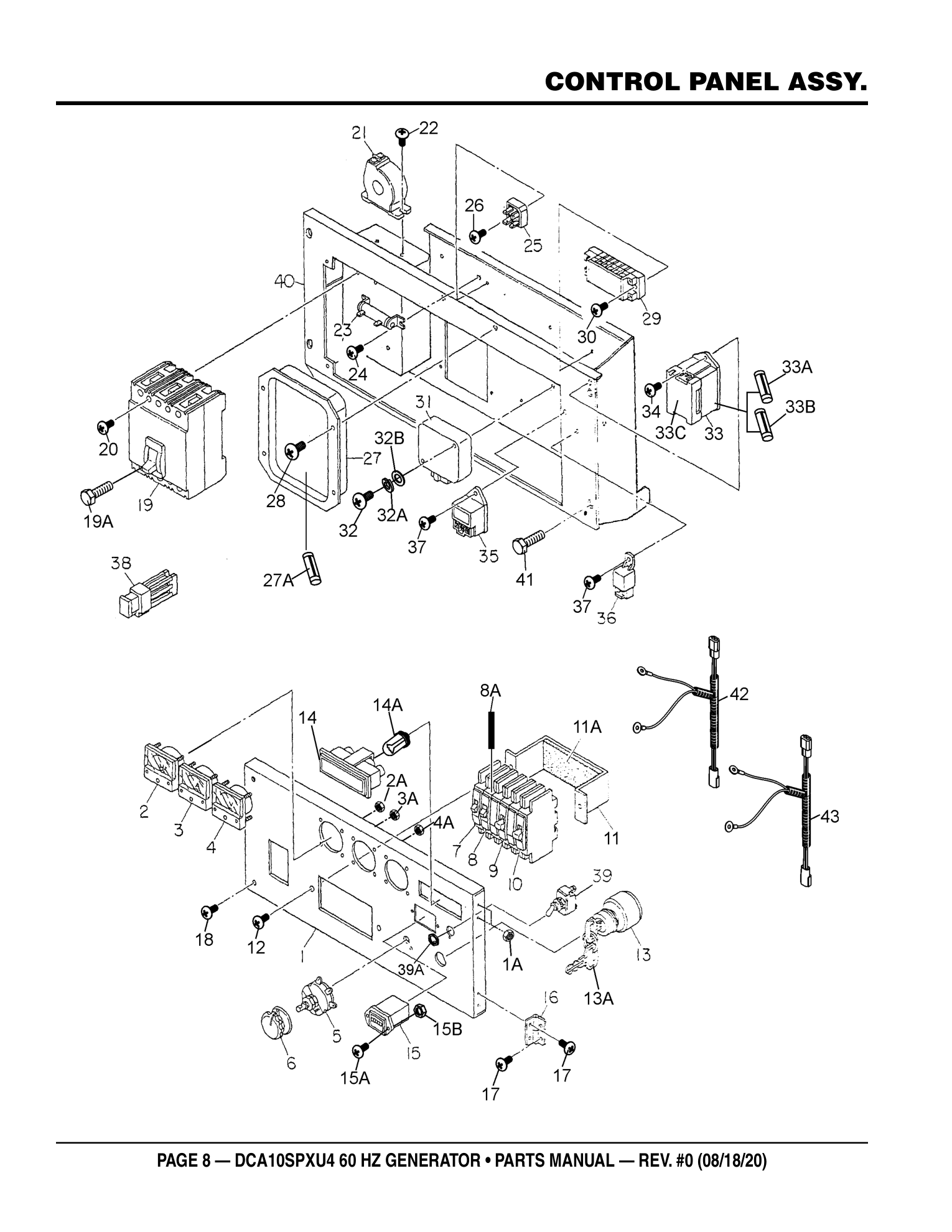 Multiquip DCA10SPXU4 Generator CONTROL PANEL ASSY. parts diagram