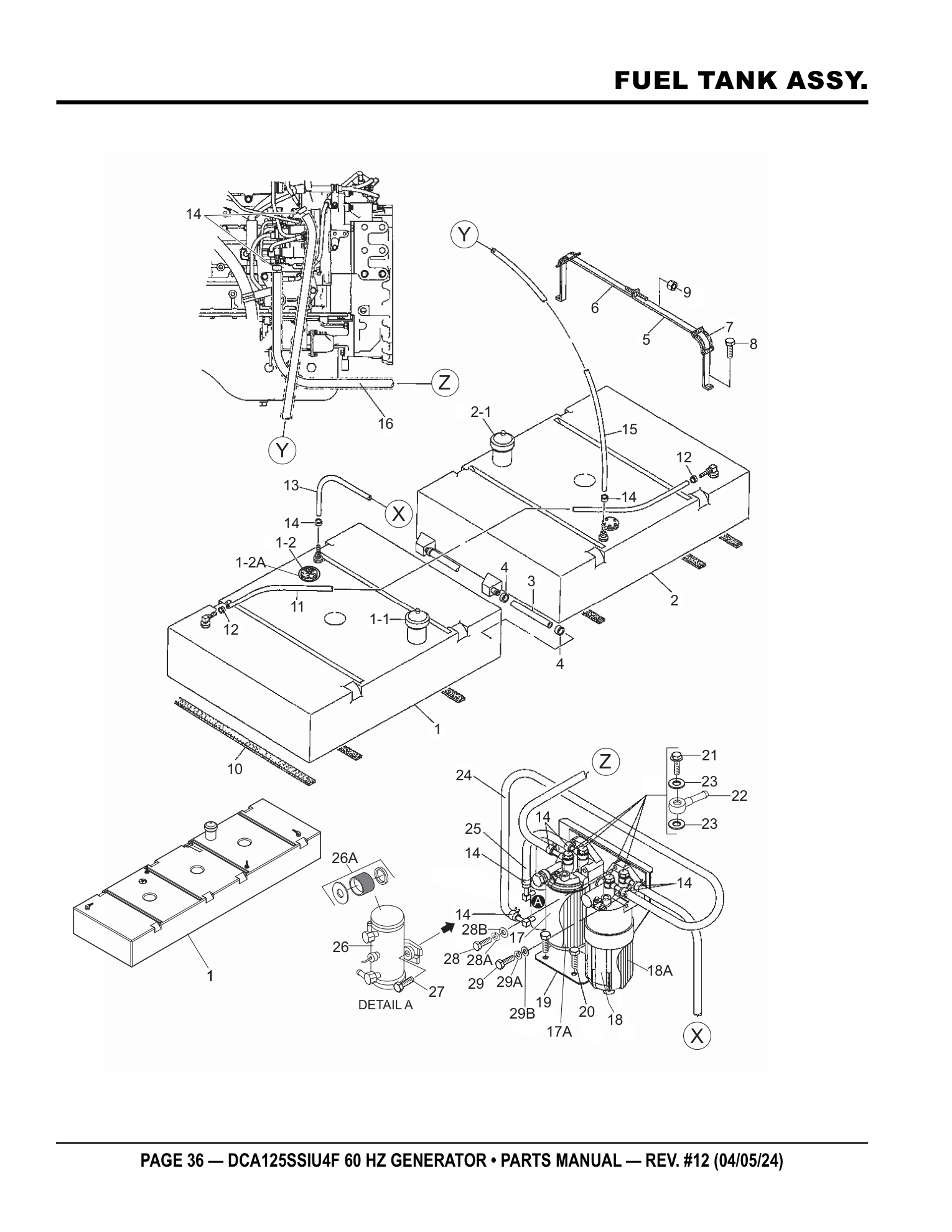 Multiquip DCA125SSIU4F Generator FUEL TANK ASSY. parts diagram
