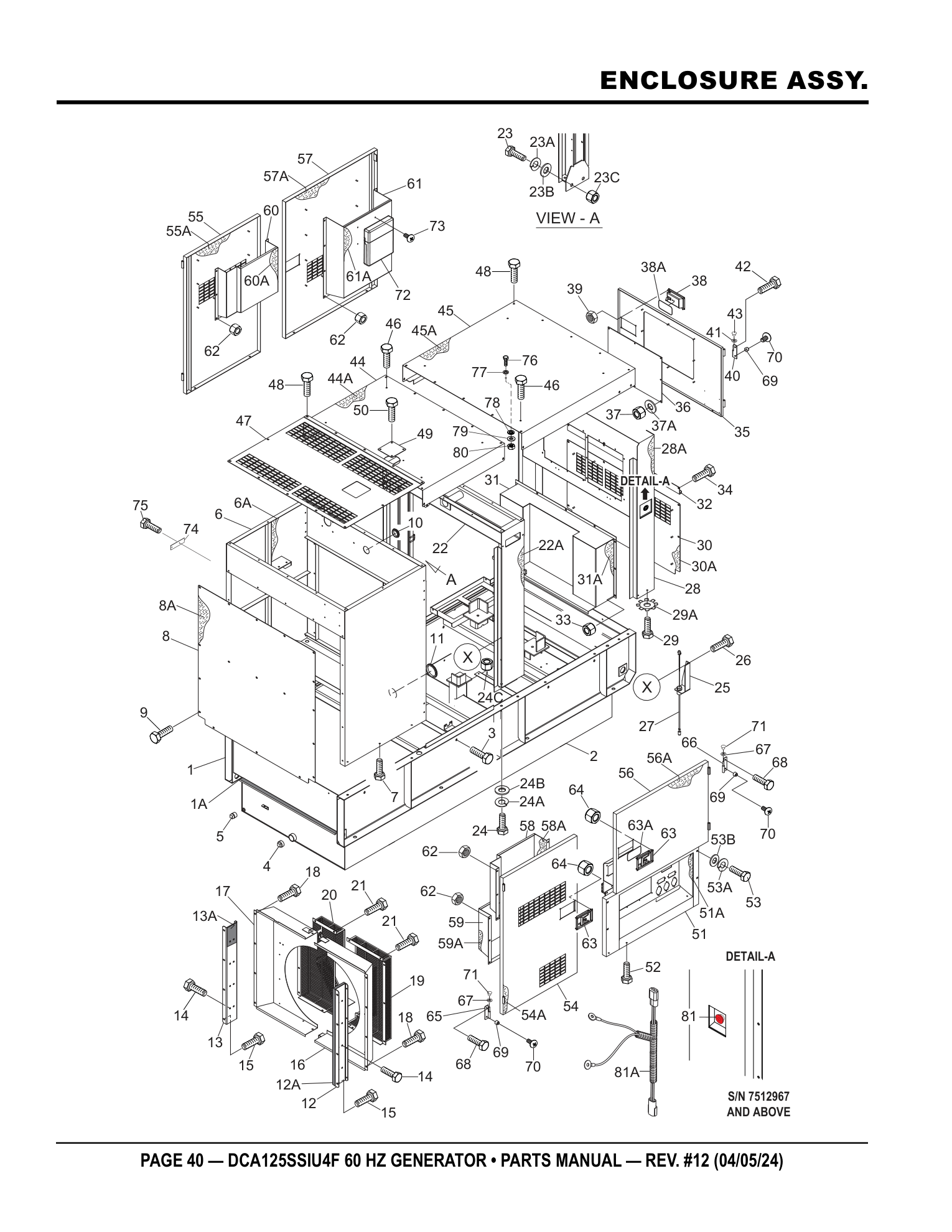 Multiquip DCA125SSIU4F Generator ENCLOSURE ASSY. parts diagram