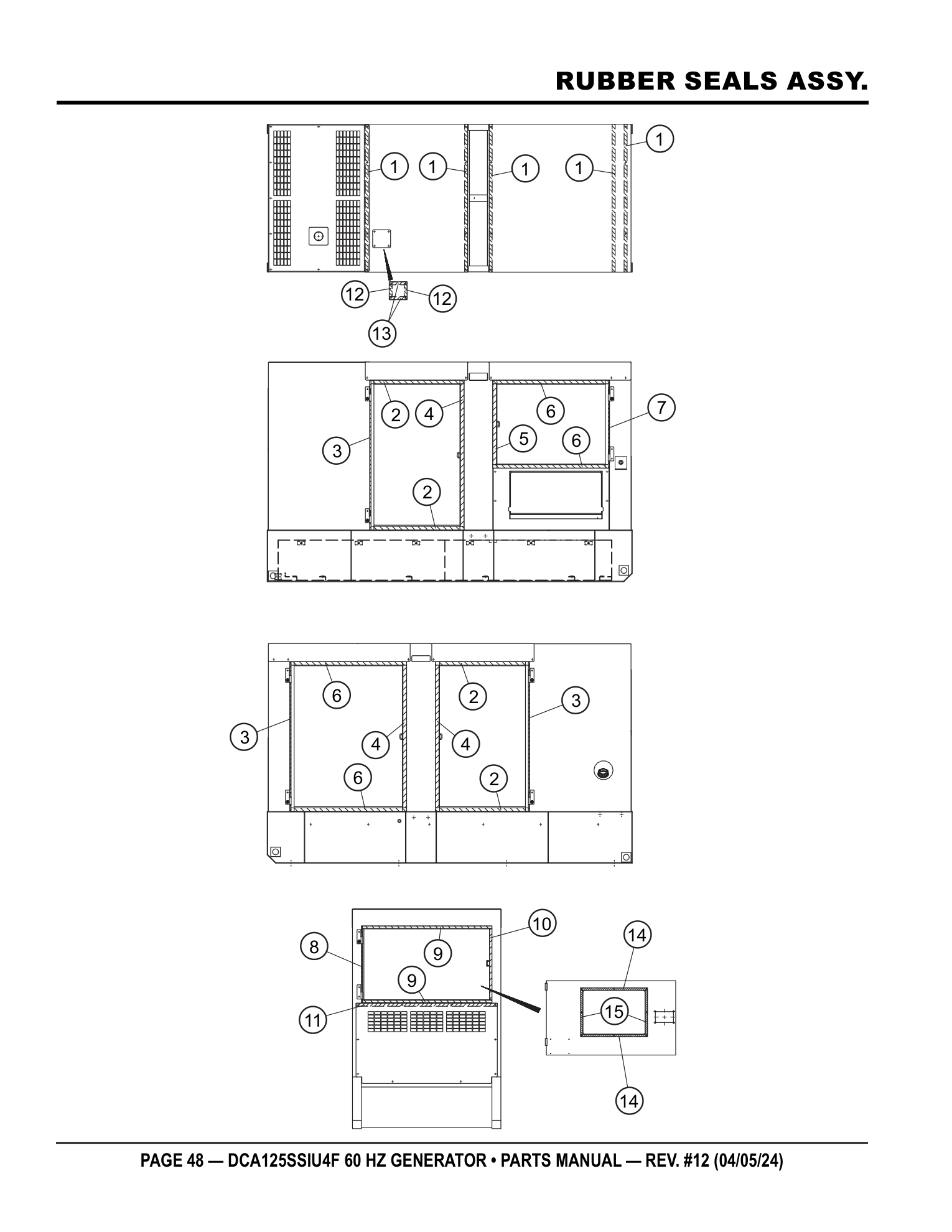 Multiquip DCA125SSIU4F Generator RUBBER SEALS ASSY. parts diagram