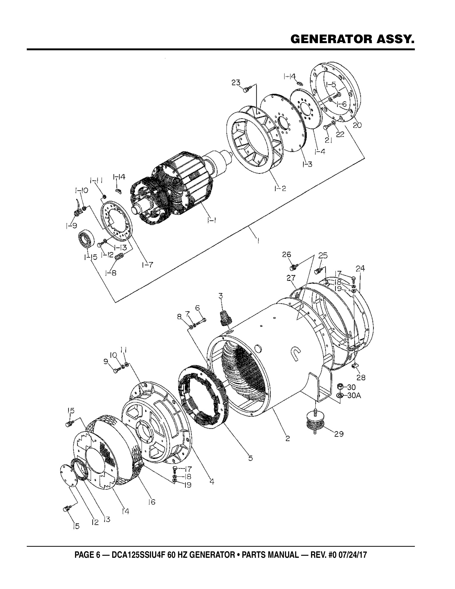 Multiquip DCA125SSIU4F Generator GENERATOR ASSY. parts diagram