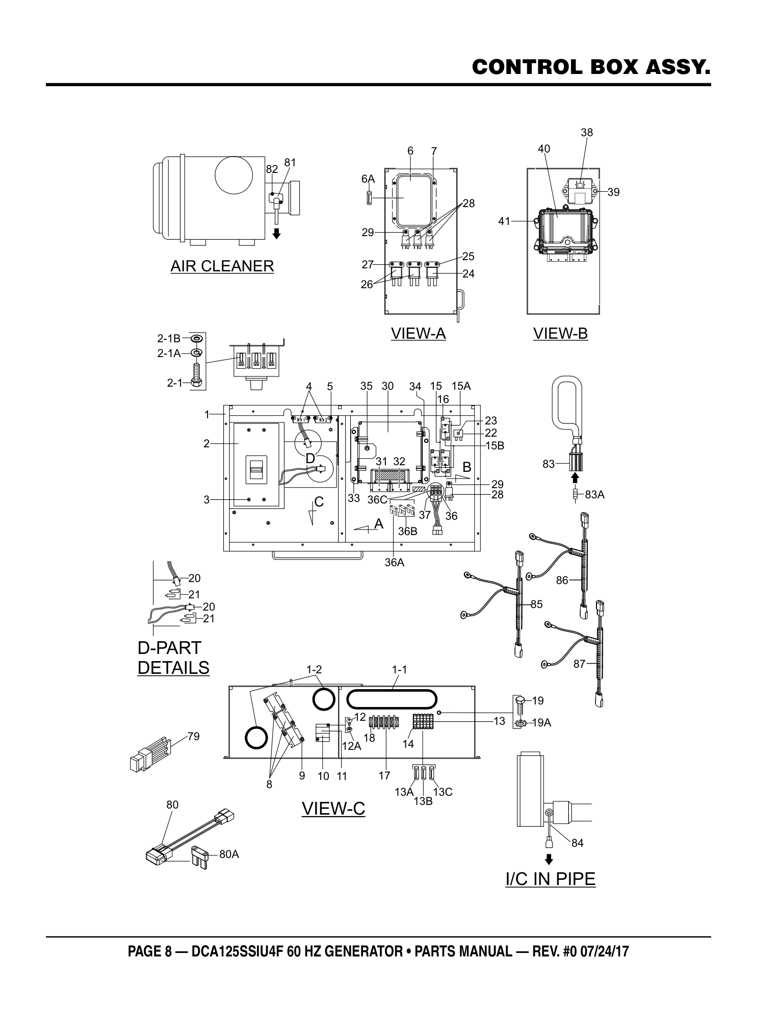 Multiquip DCA125SSIU4F Generator CONTROL BOX ASSY. parts diagram