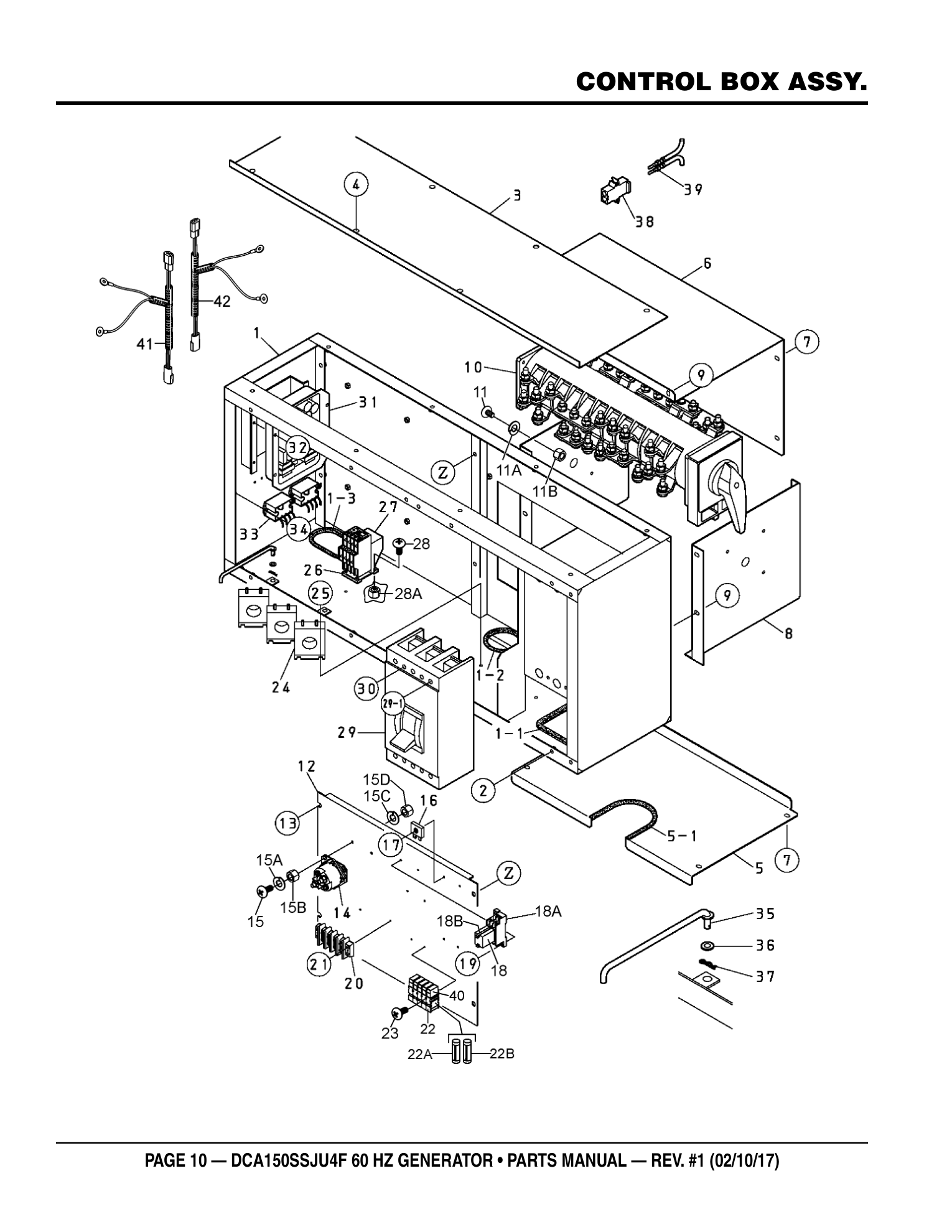Multiquip DCA150SSJU4F Generator CONTROL BOX ASSY. parts diagram