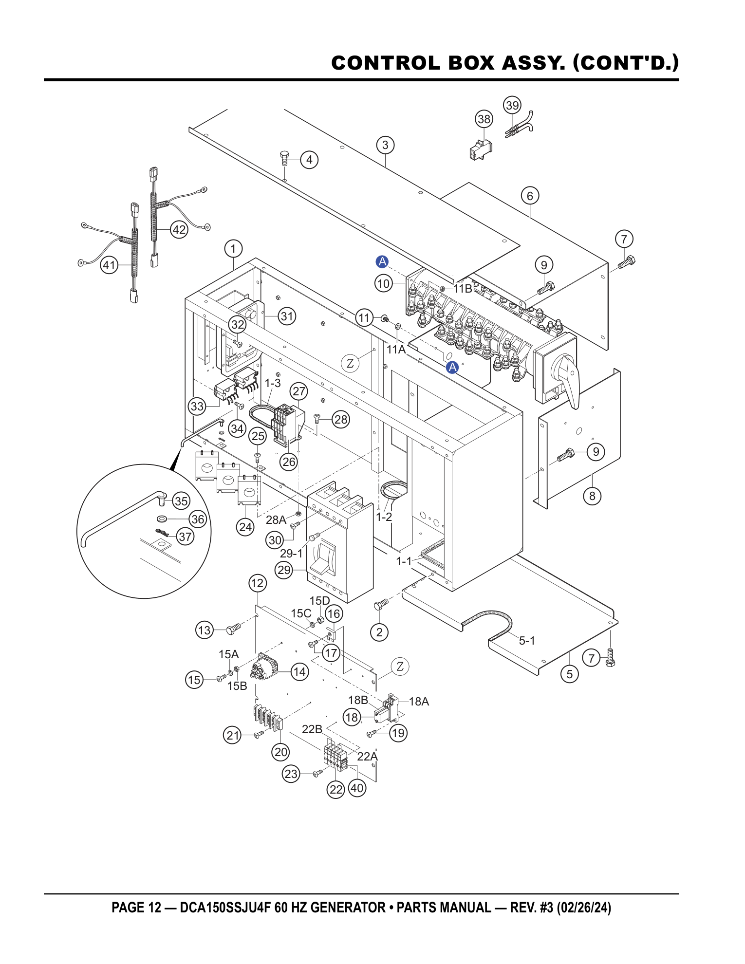 Multiquip DCA150SSJU4F Generator CONTROL BOX ASSY. (CONT'D.) parts diagram