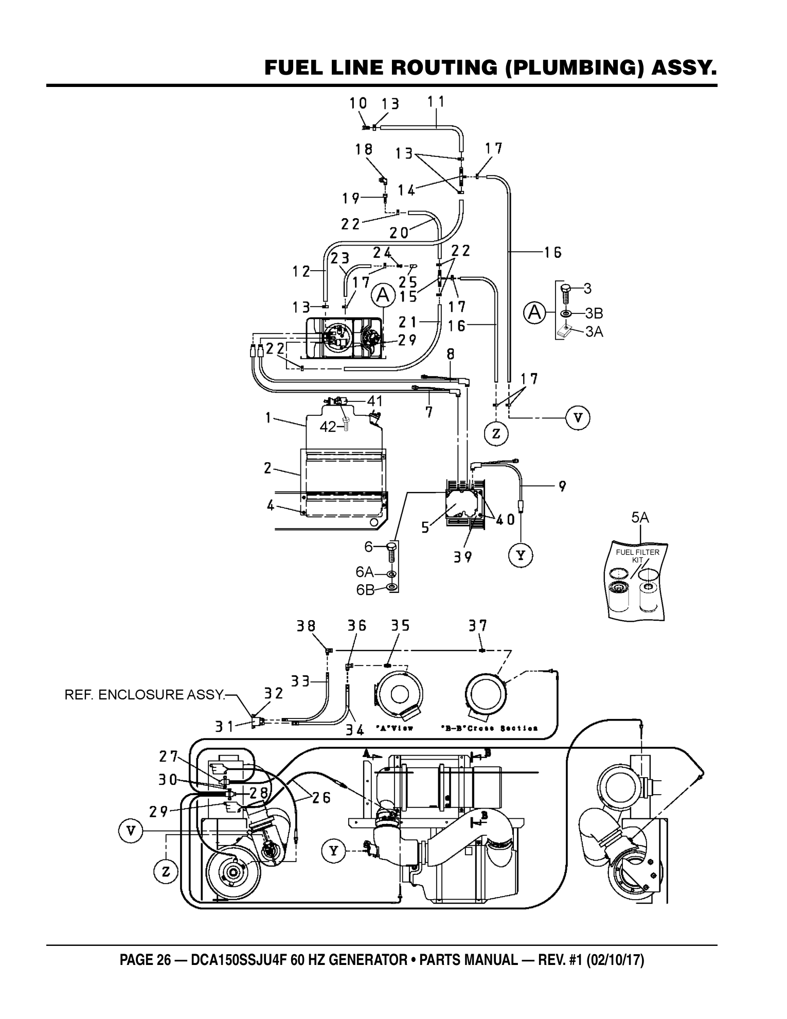 Multiquip DCA150SSJU4F Generator FUEL LINE ROUTING (PLUMBING) ASSY. parts diagram