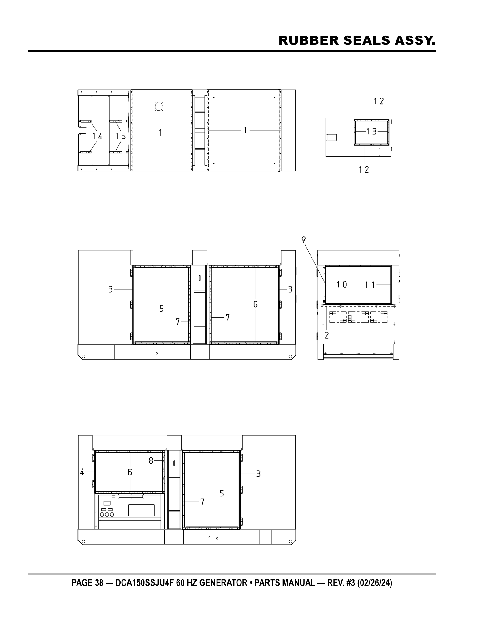 Multiquip DCA150SSJU4F Generator RUBBER SEALS ASSY. parts diagram