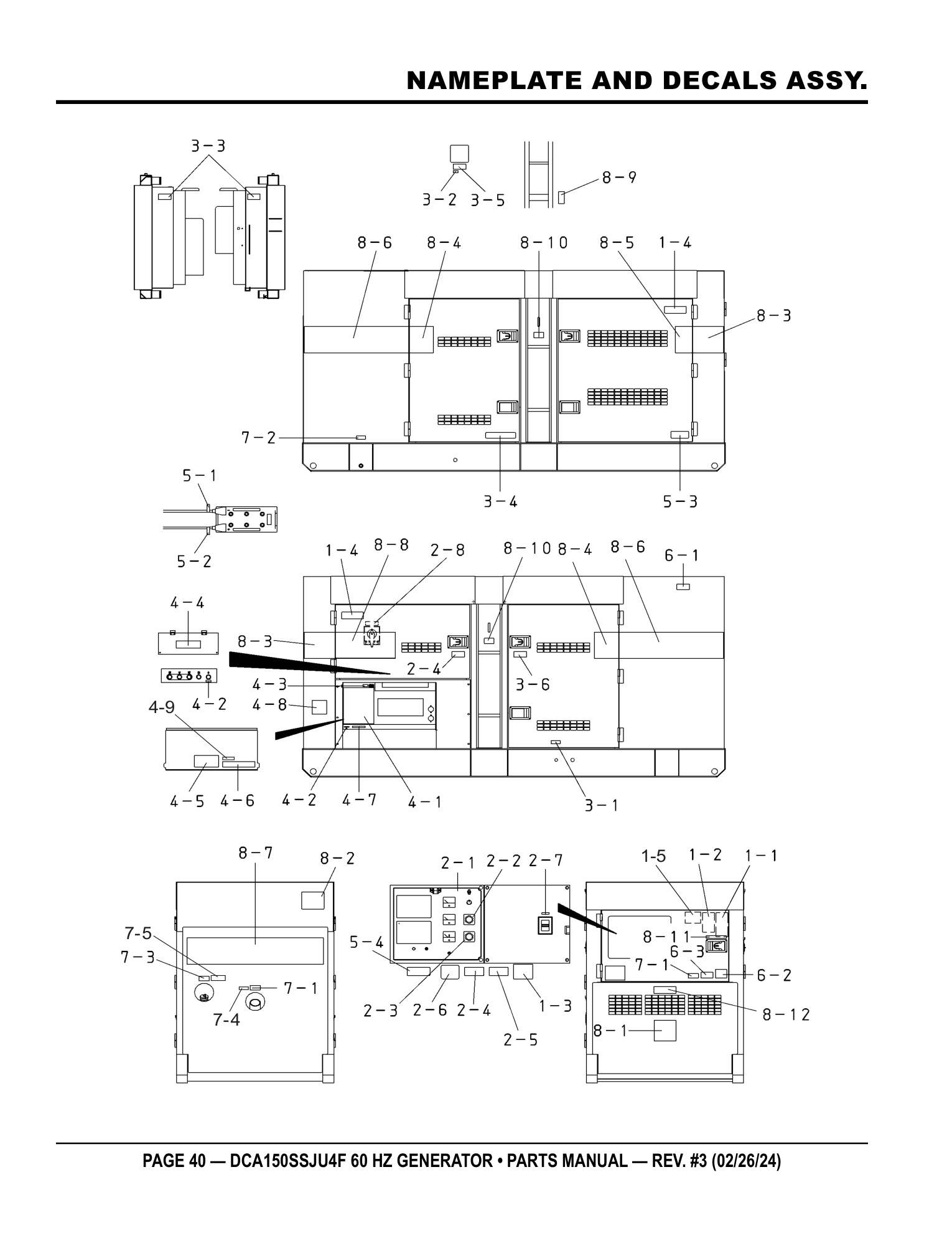 Multiquip DCA150SSJU4F Generator NAMEPLATE AND DECALS ASSY. parts diagram