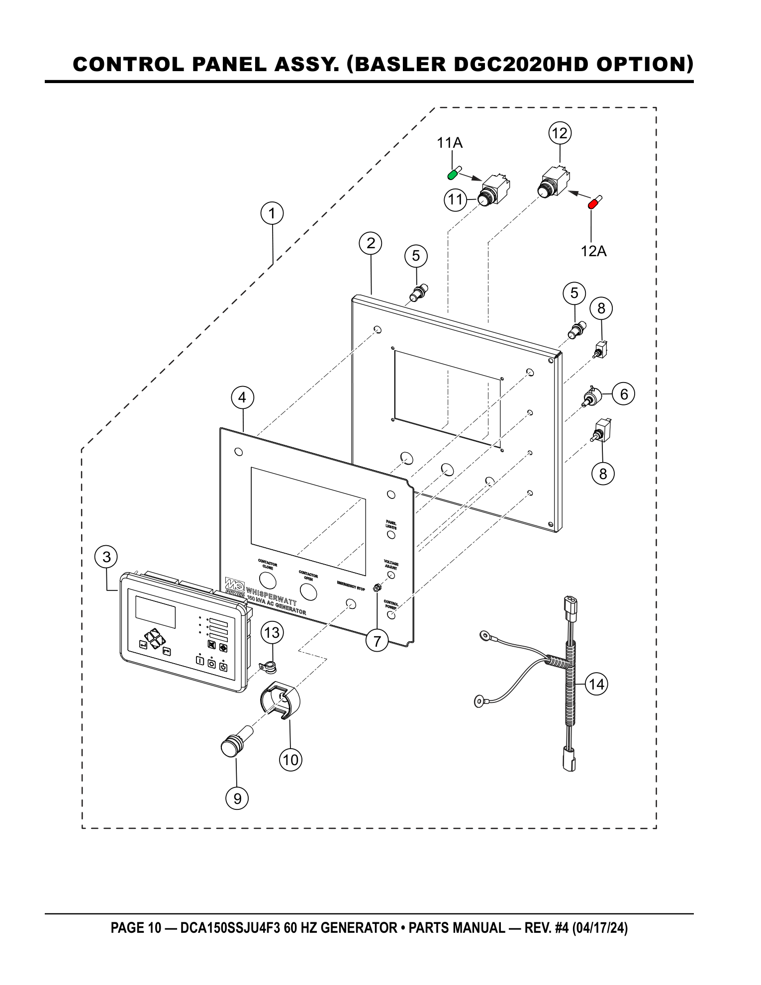 Multiquip DCA150SSJU4F3 Generator CONTROL PANEL ASSY. (BASLER DGC2020HD OPTION) parts diagram