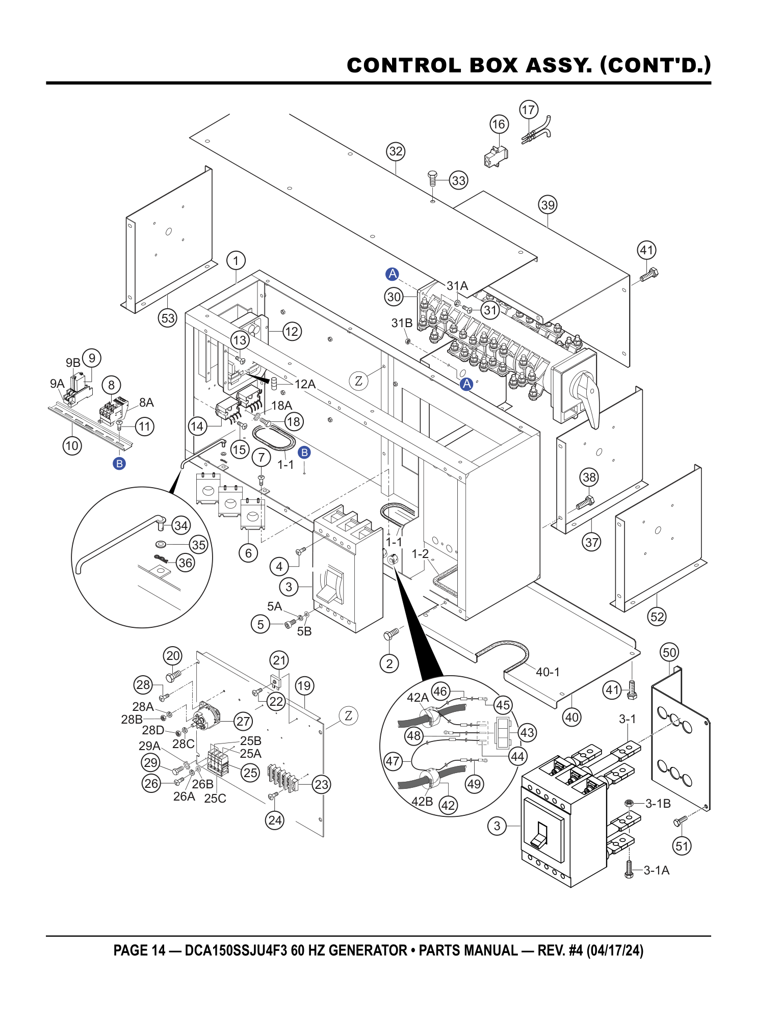 Multiquip DCA150SSJU4F3 Generator CONTROL BOX ASSY. (CONT'D.) parts diagram