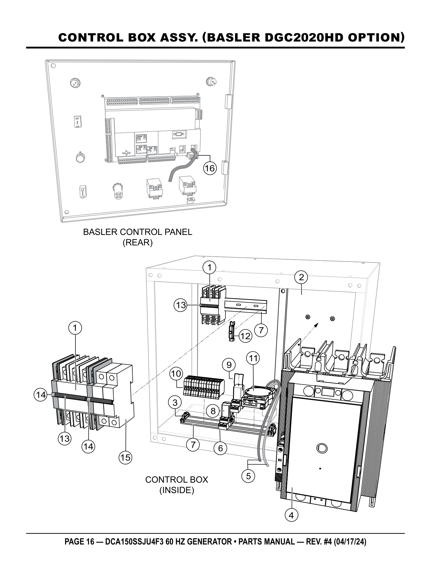 Multiquip DCA150SSJU4F3 Generator CONTROL BOX ASSY. (BASLER DGC2020HD OPTION) parts diagram
