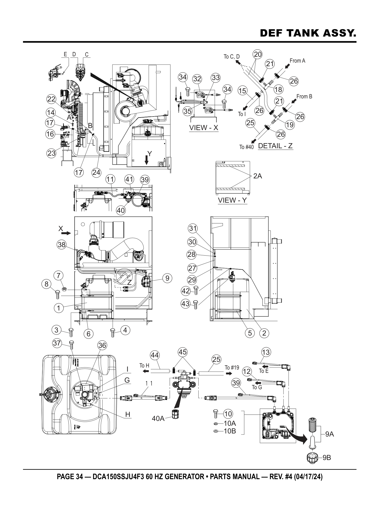 Multiquip DCA150SSJU4F3 Generator DEF TANK ASSY. parts diagram