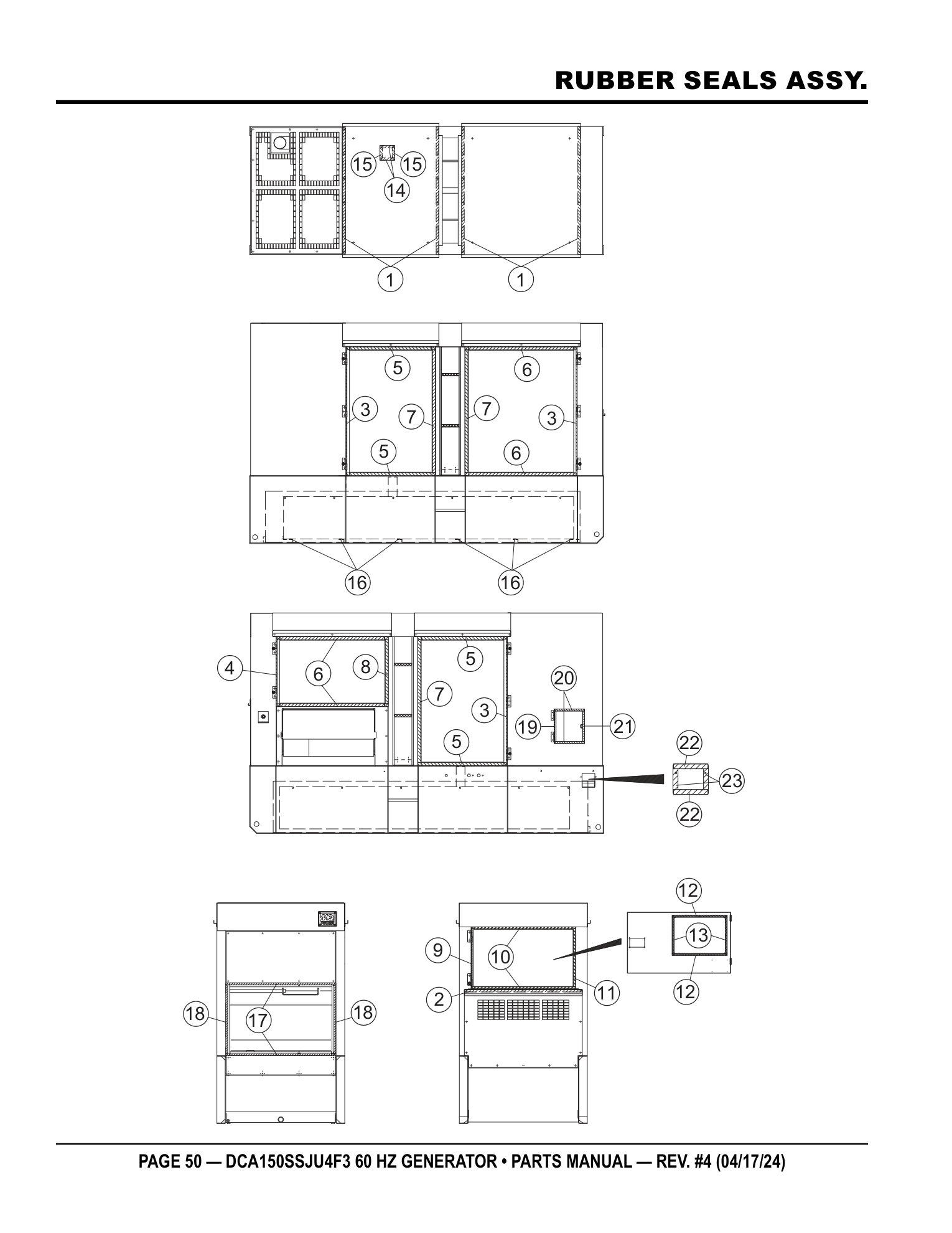Multiquip DCA150SSJU4F3 Generator RUBBER SEALS ASSY. parts diagram