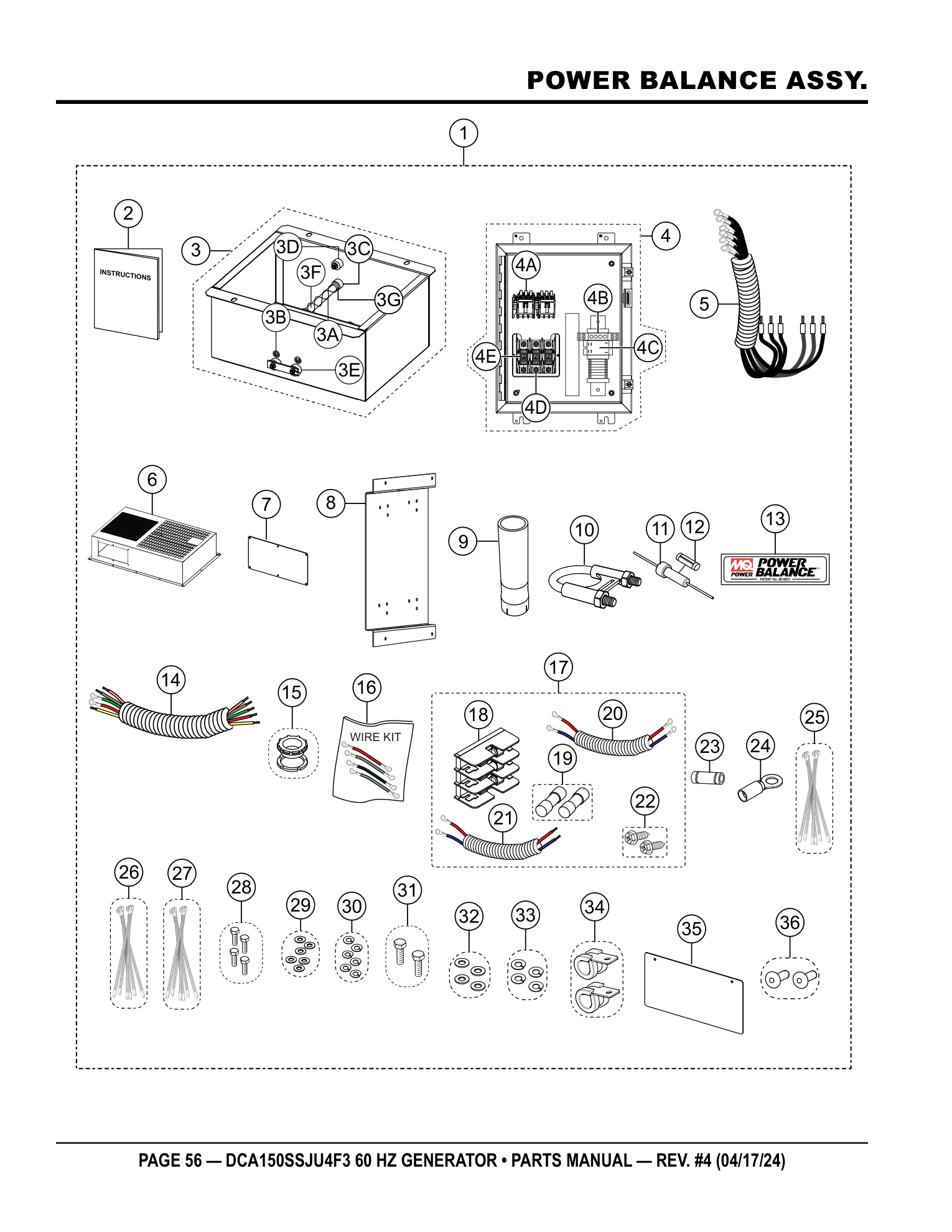 Multiquip DCA150SSJU4F3 Generator POWER BALANCE ASSY. parts diagram