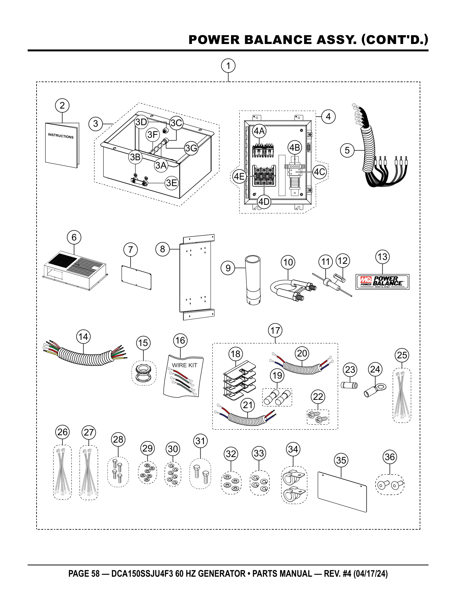 Multiquip DCA150SSJU4F3 Generator POWER BALANCE ASSY. (CONT'D.) parts diagram