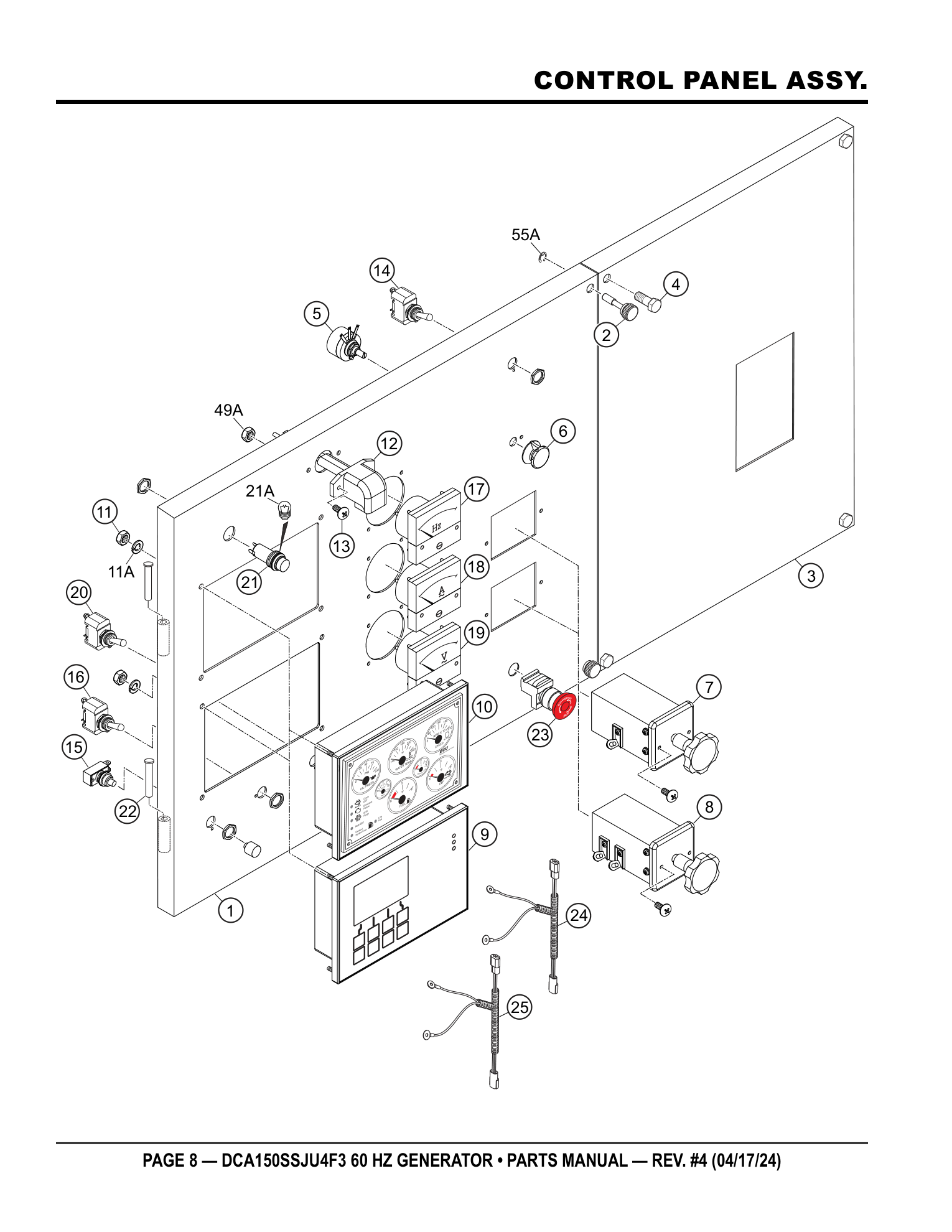 Multiquip DCA150SSJU4F3 Generator CONTROL PANEL ASSY. parts diagram