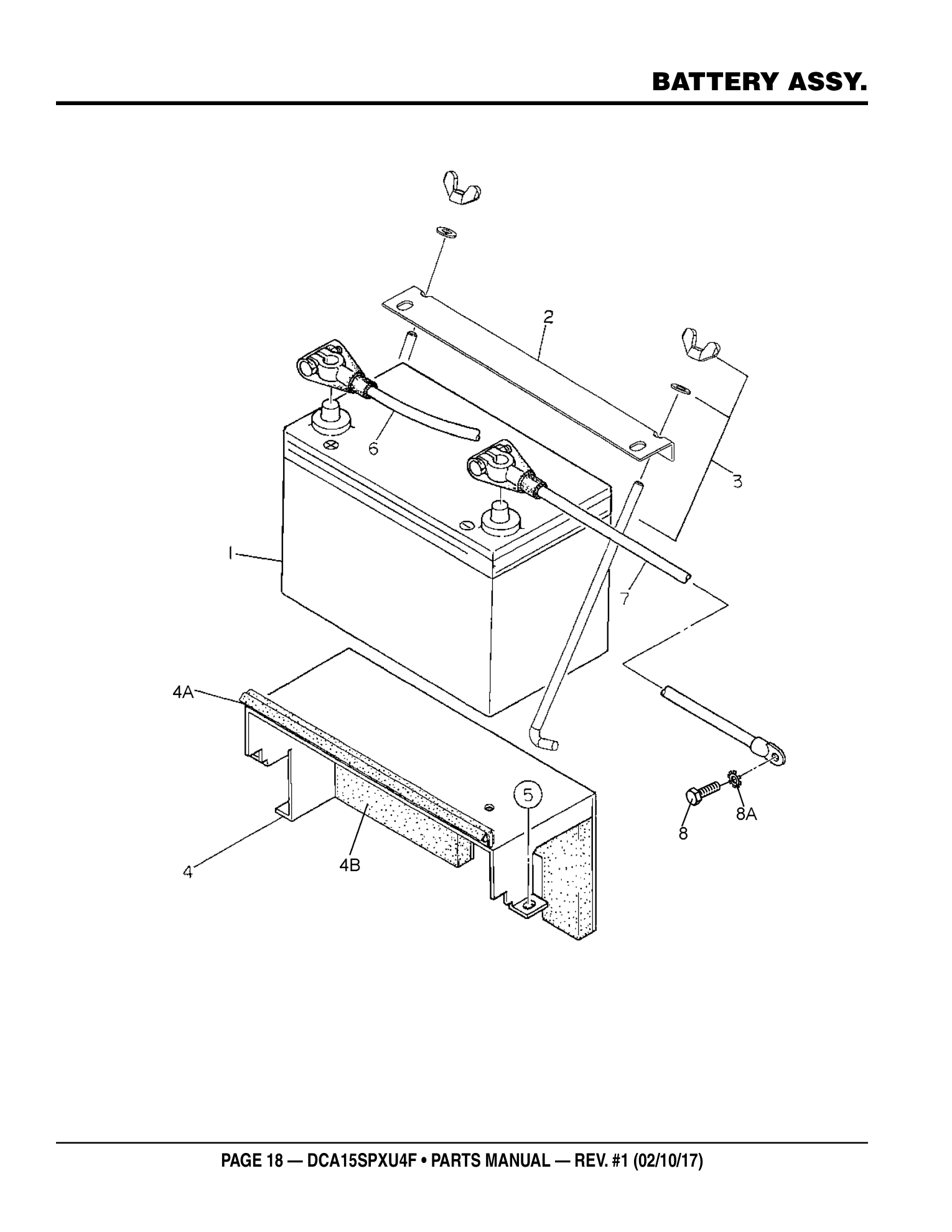 Multiquip DCA15SPXU4F Generator BATTERY ASSY. parts diagram