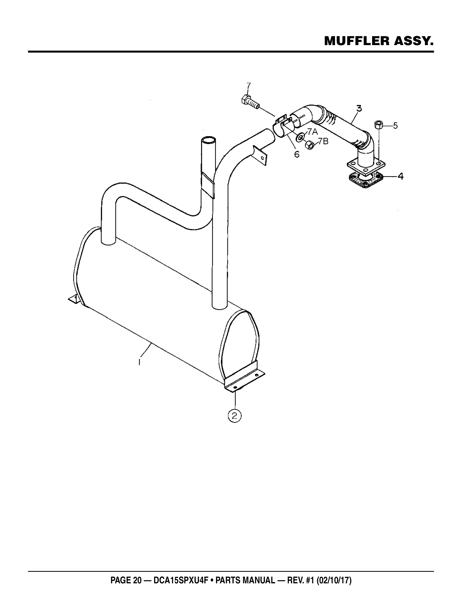 Multiquip DCA15SPXU4F Generator MUFFLER ASSY. parts diagram
