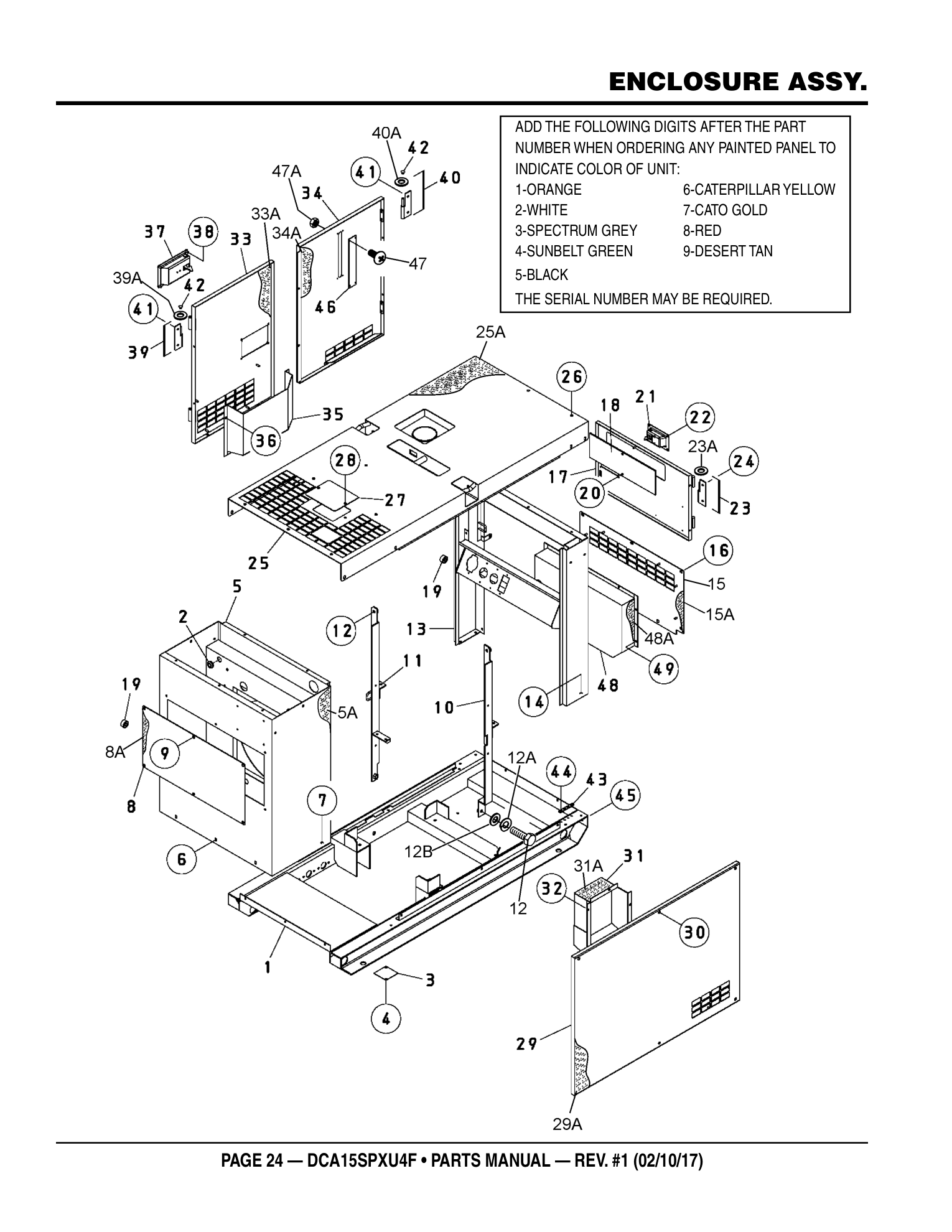 Multiquip DCA15SPXU4F Generator ENCLOSURE ASSY. parts diagram