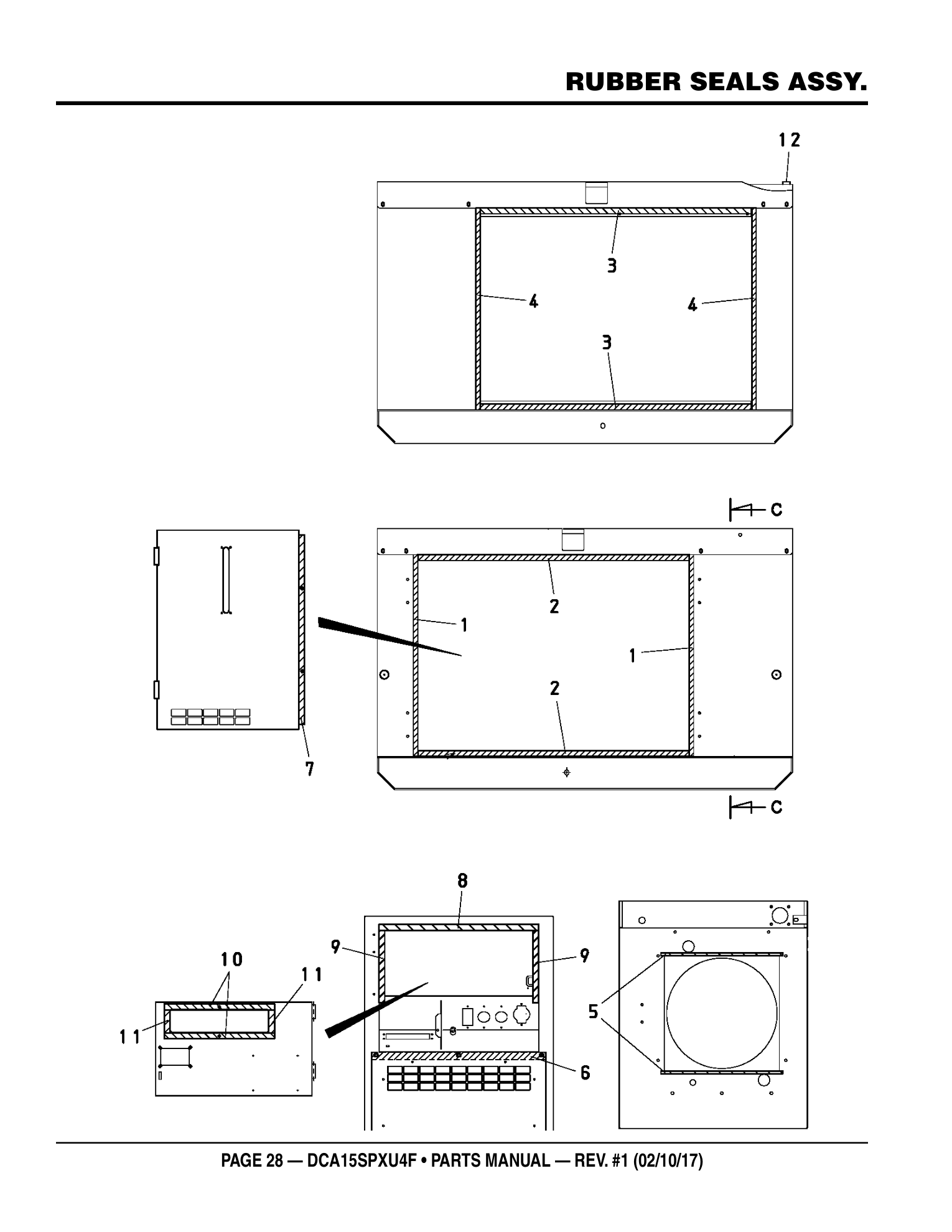 Multiquip DCA15SPXU4F Generator RUBBER SEALS ASSY. parts diagram