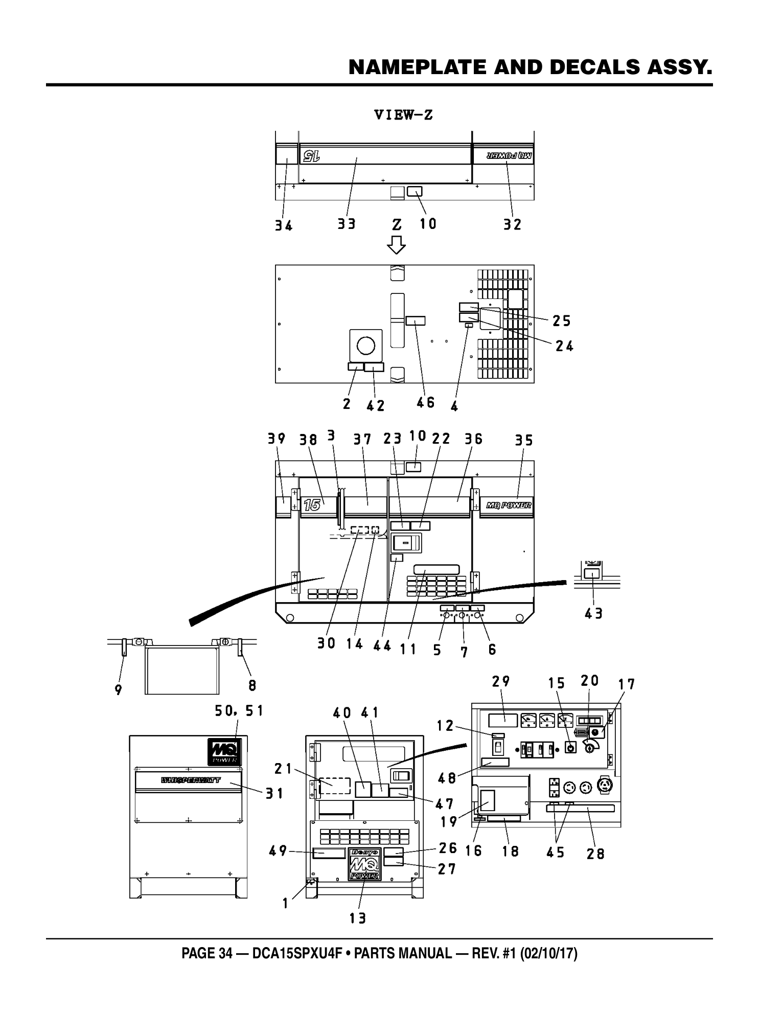 Multiquip DCA15SPXU4F Generator NAMEPLATE AND DECALS ASSY. parts diagram