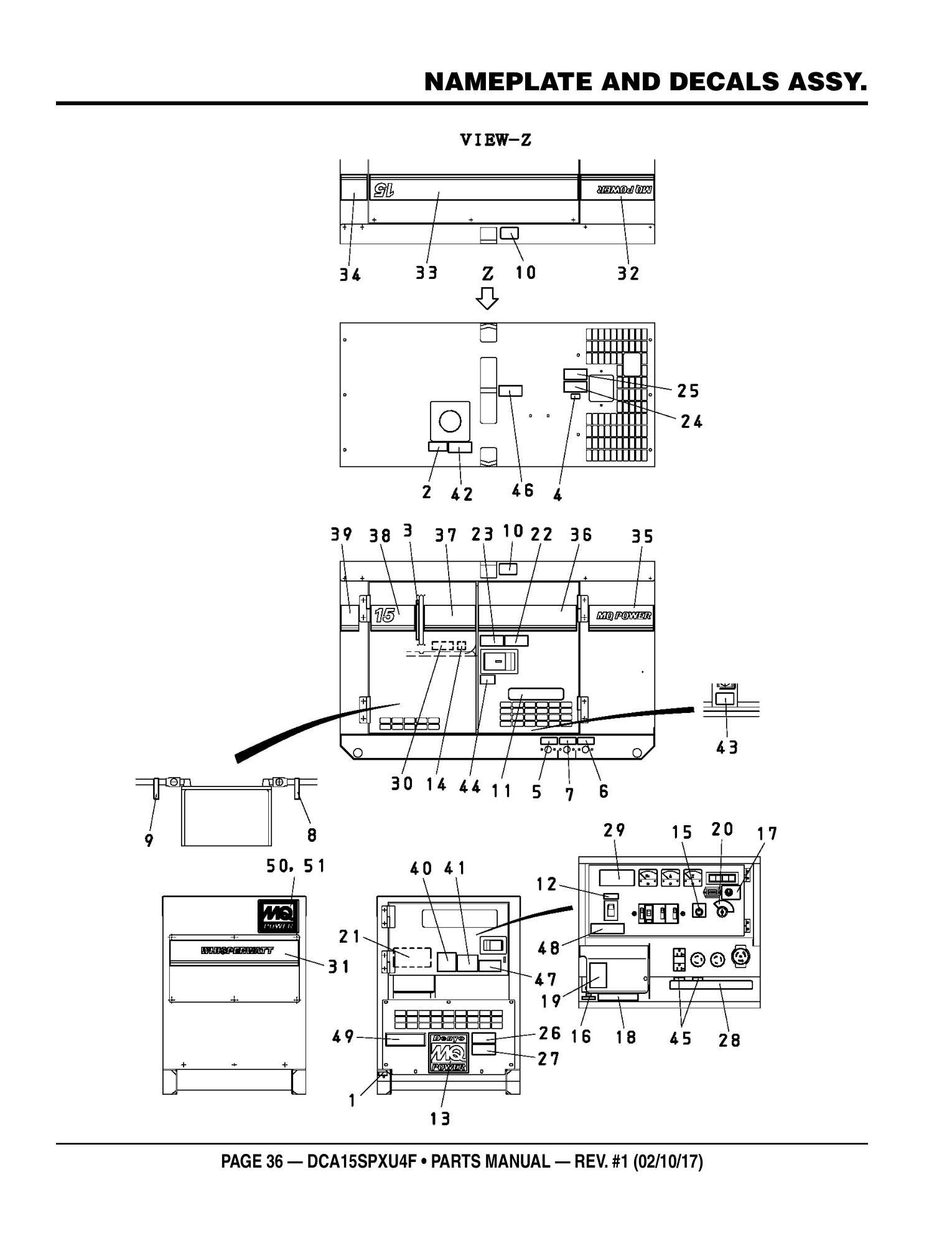 Multiquip DCA15SPXU4F Generator NAMEPLATE AND DECALS ASSY. parts diagram