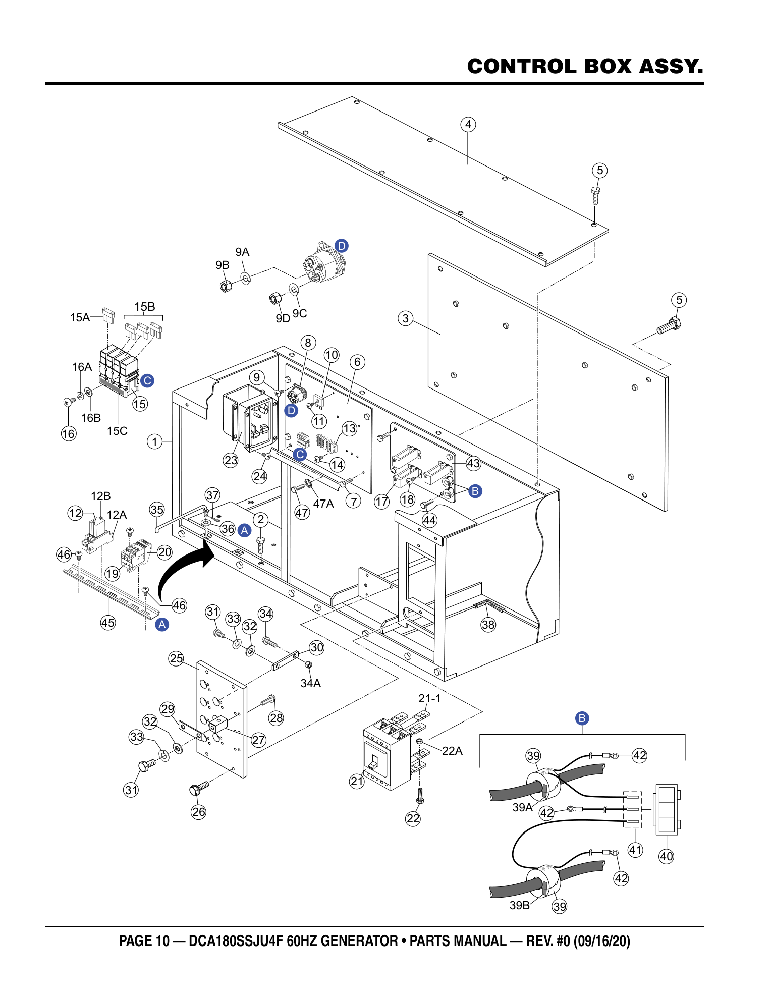 Multiquip DCA180SSJU4F Generator CONTROL BOX ASSY. parts diagram