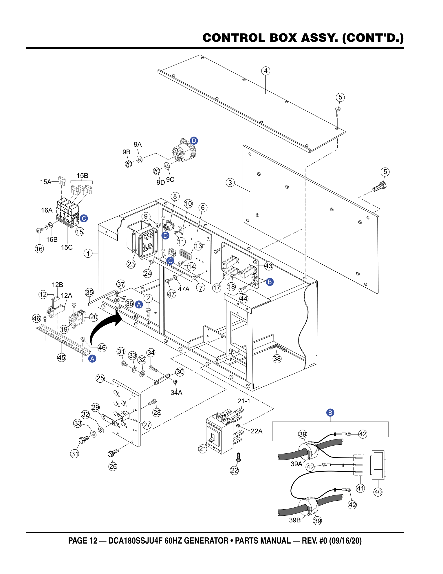 Multiquip DCA180SSJU4F Generator CONTROL BOX ASSY. (CONT'D.) parts diagram