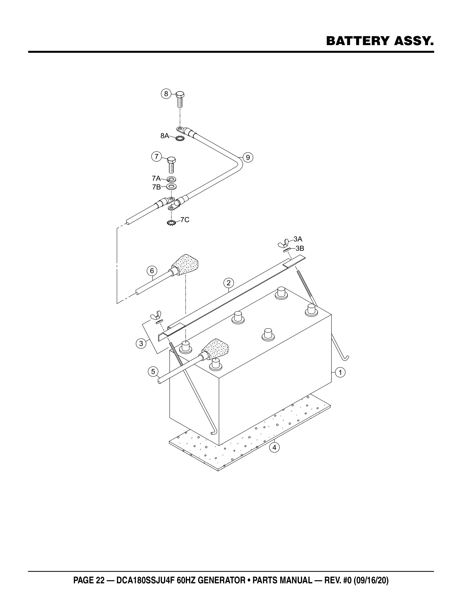 Multiquip DCA180SSJU4F Generator BATTERY ASSY. parts diagram