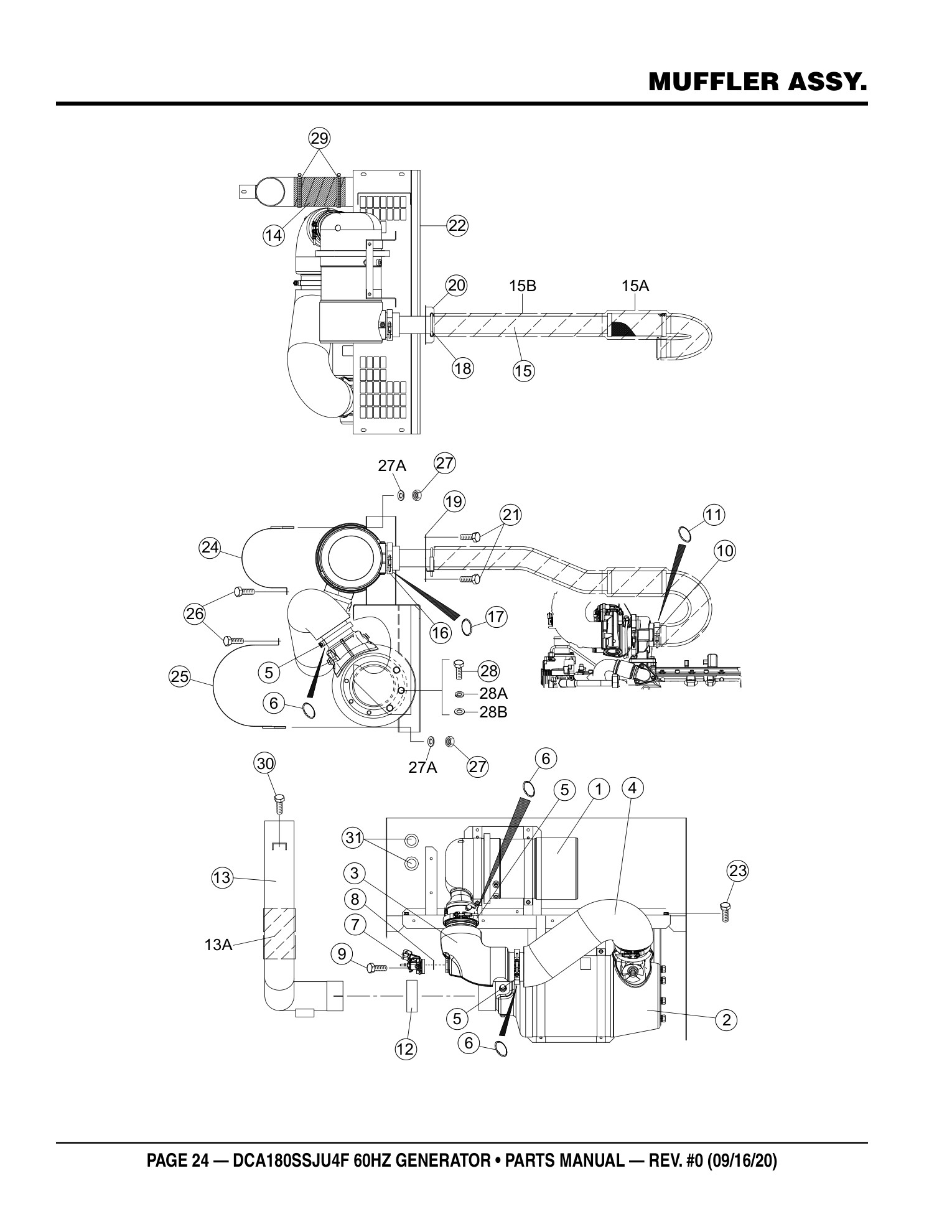 Multiquip DCA180SSJU4F Generator MUFFLER ASSY. parts diagram