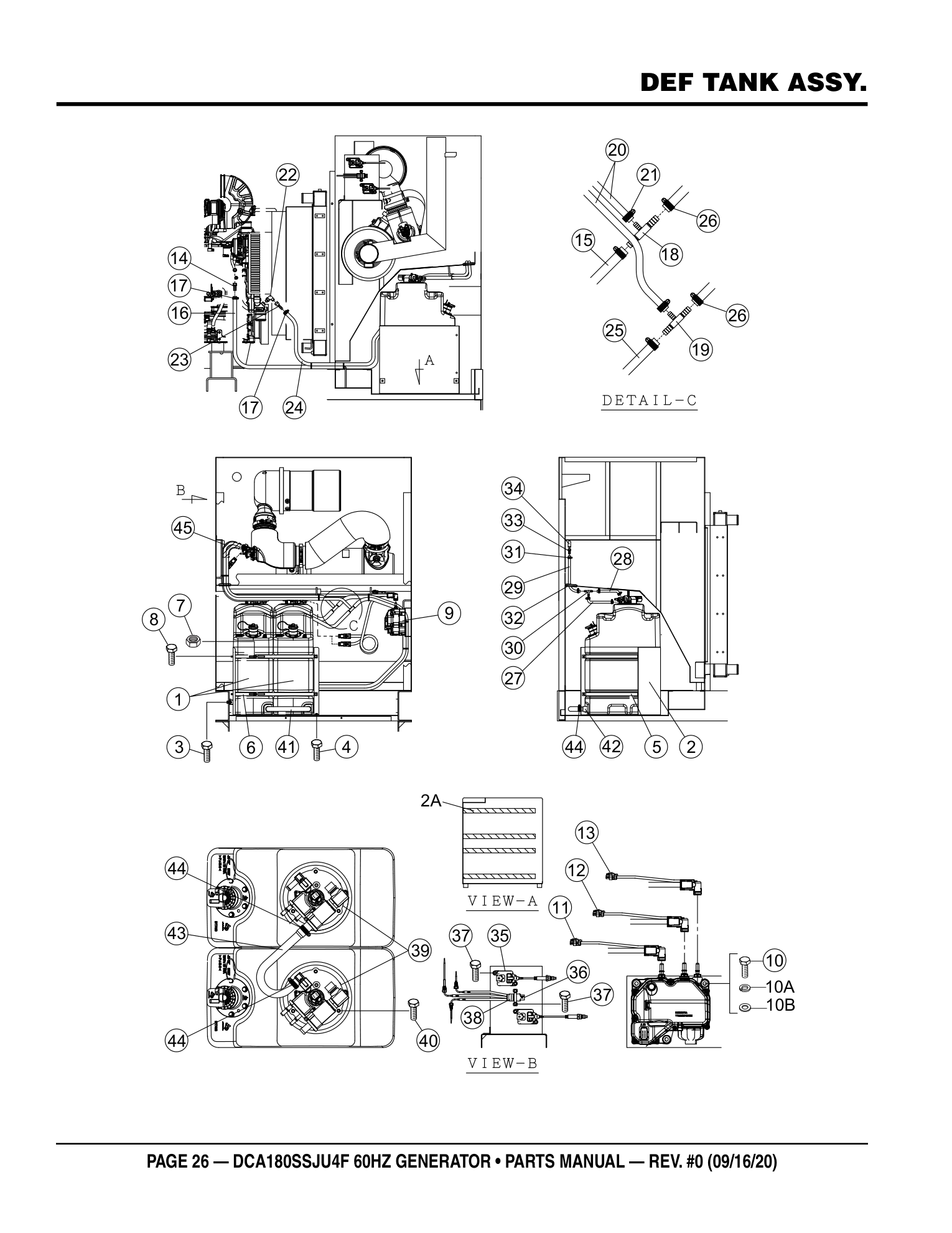 Multiquip DCA180SSJU4F Generator DEF TANK ASSY. parts diagram