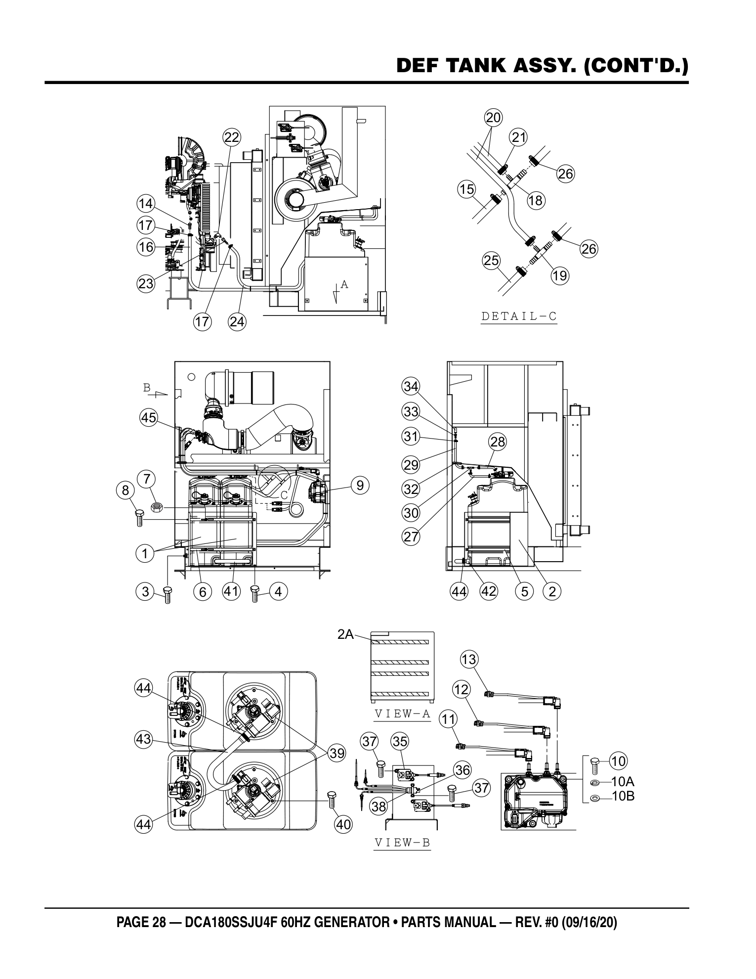 Multiquip DCA180SSJU4F Generator DEF TANK ASSY. (CONT'D.) parts diagram
