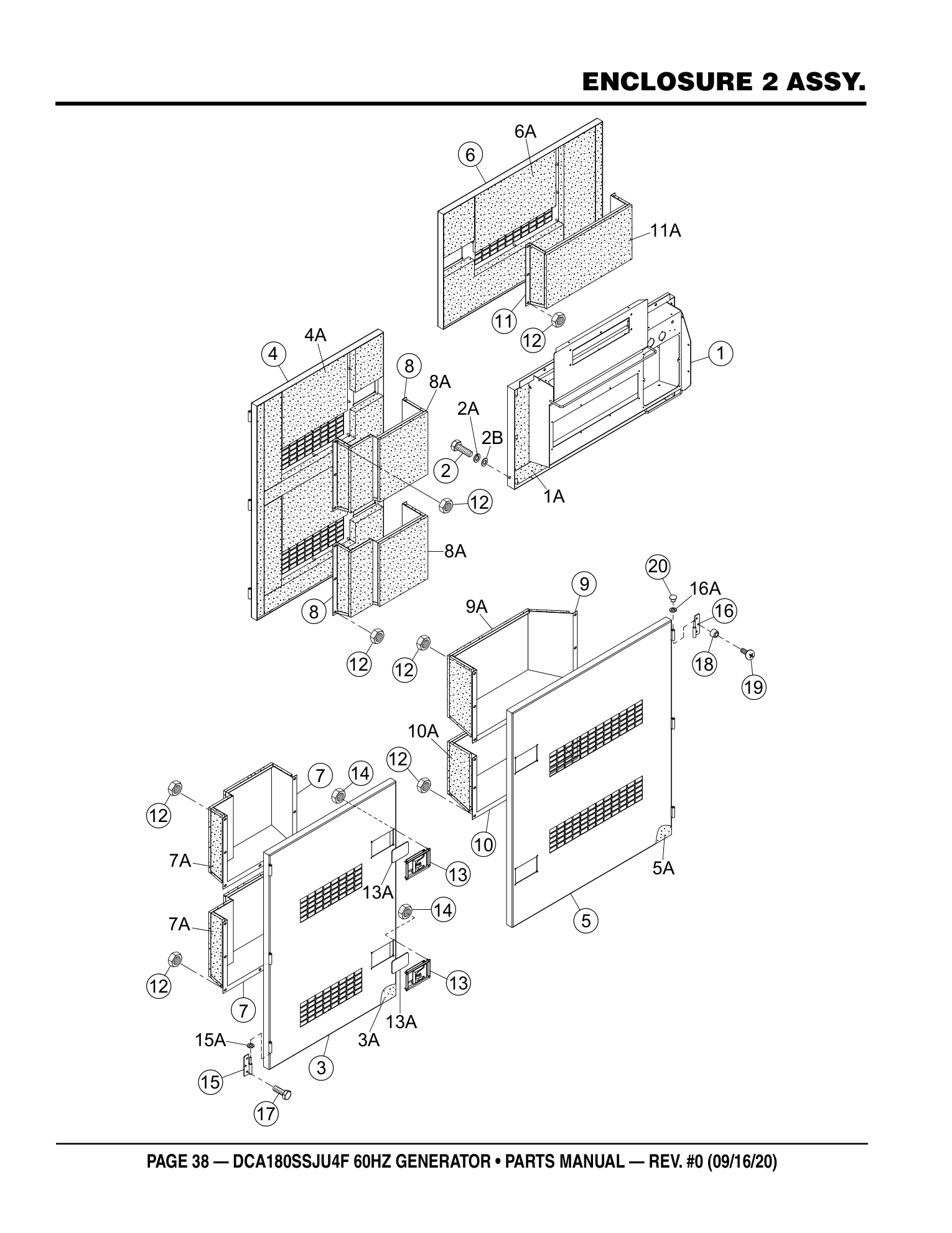 Multiquip DCA180SSJU4F Generator ENCLOSURE 2 ASSY. parts diagram