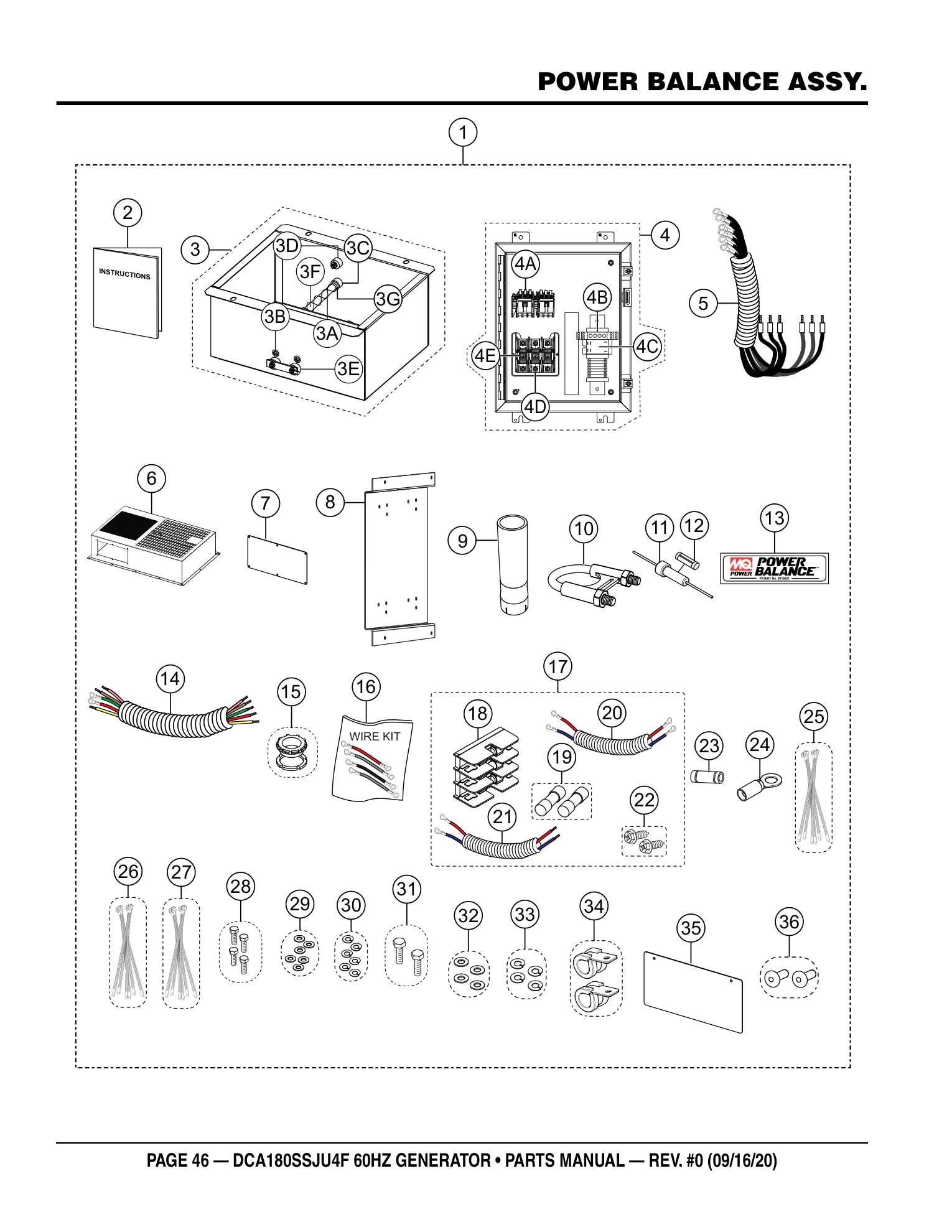 Multiquip DCA180SSJU4F Generator POWER BALANCE ASSY. parts diagram