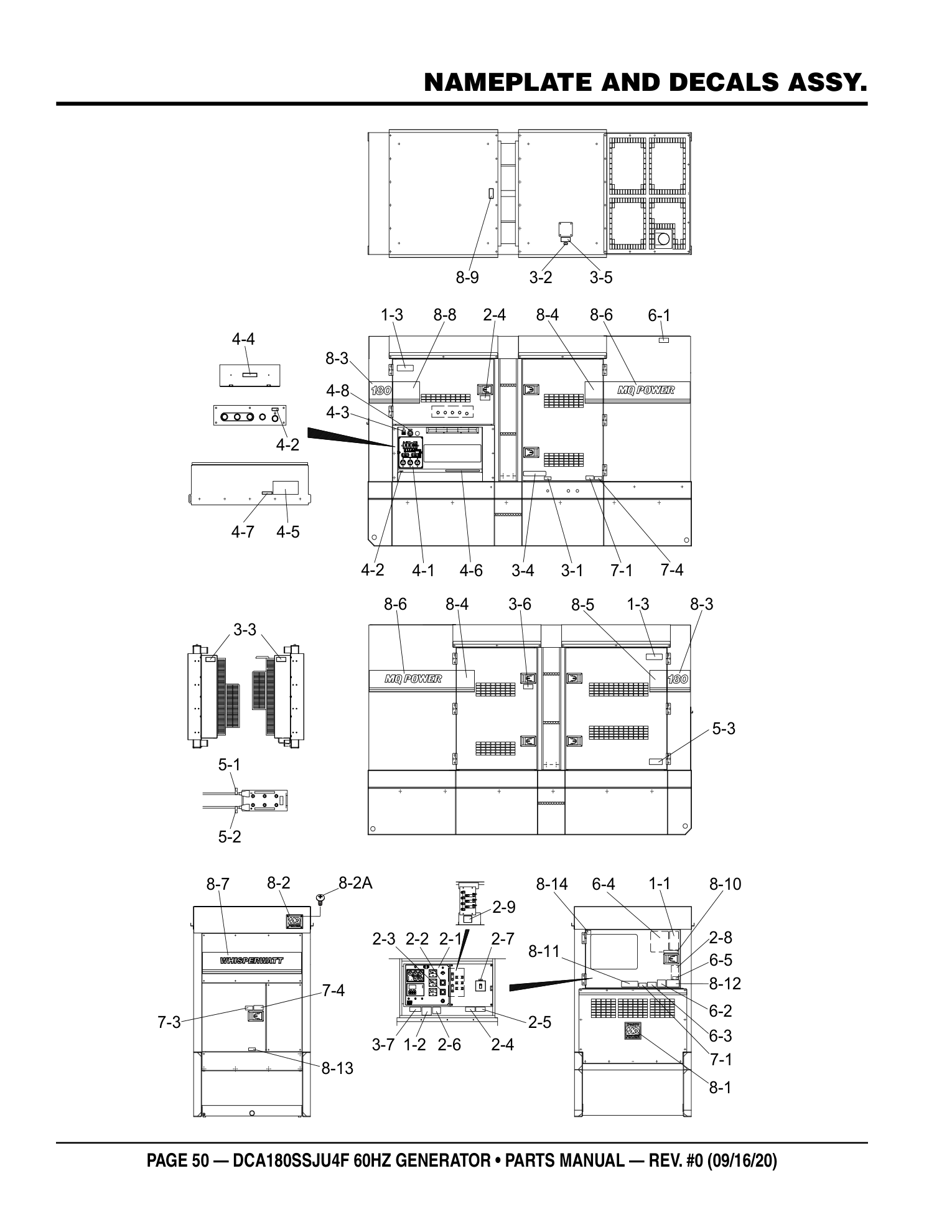 Multiquip DCA180SSJU4F Generator NAMEPLATE AND DECALS ASSY. parts diagram