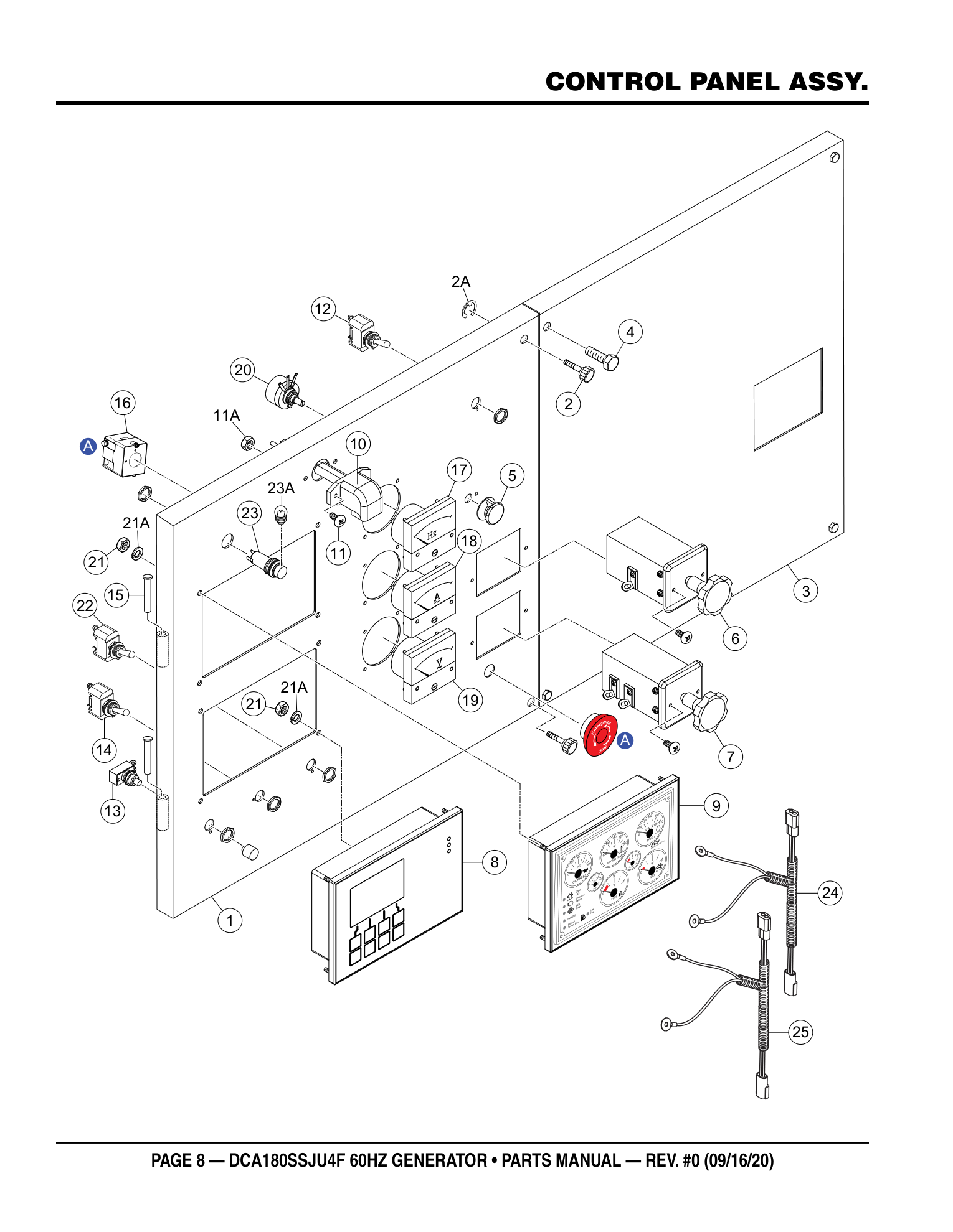Multiquip DCA180SSJU4F Generator CONTROL PANEL ASSY. parts diagram